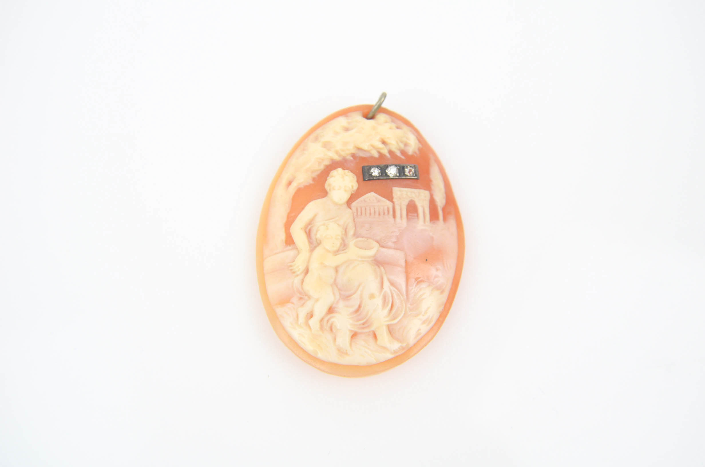 Vintage Cameo and Diamond Pendant