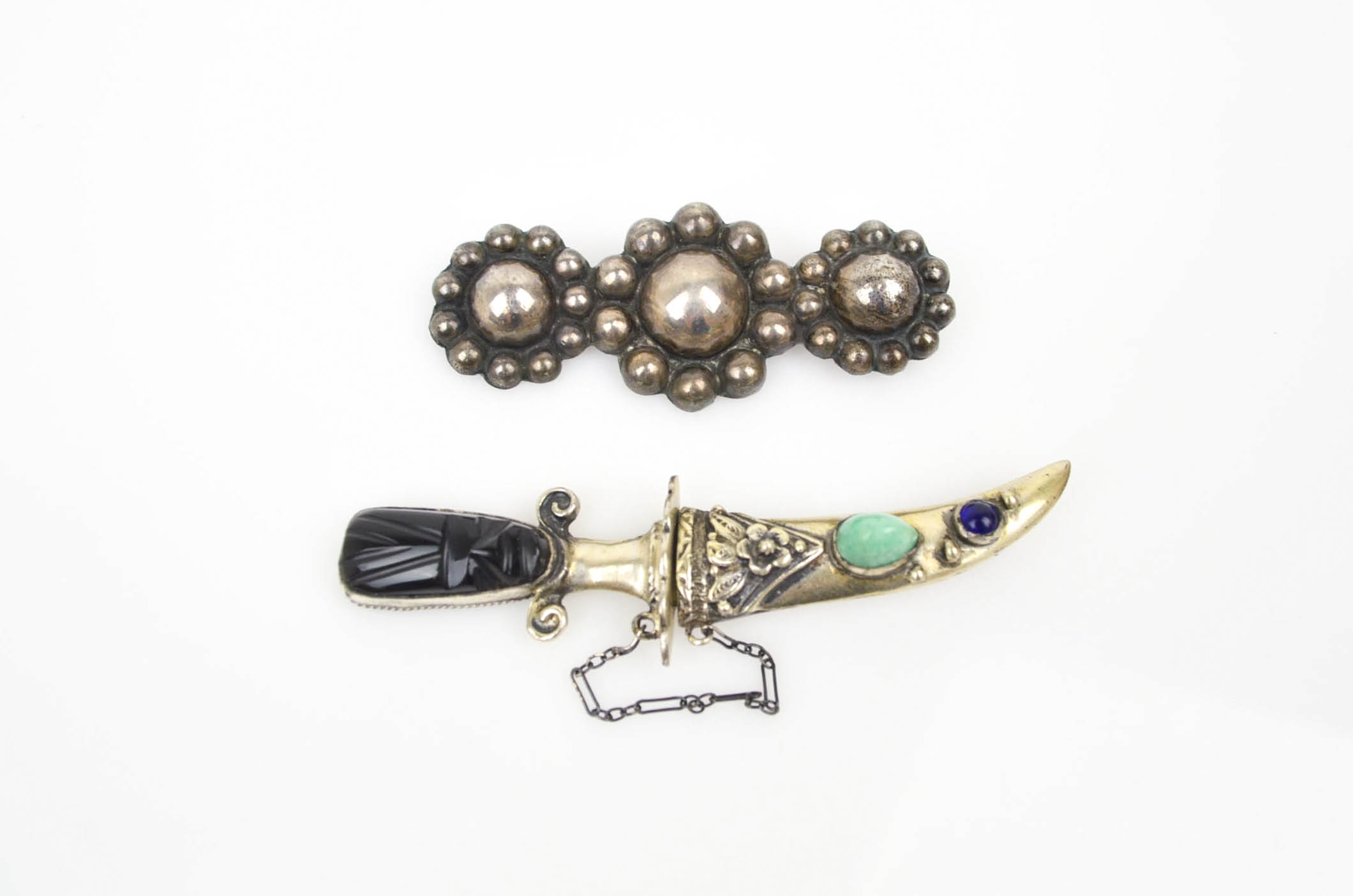 Vintage Pair of Sterling Silver Brooches