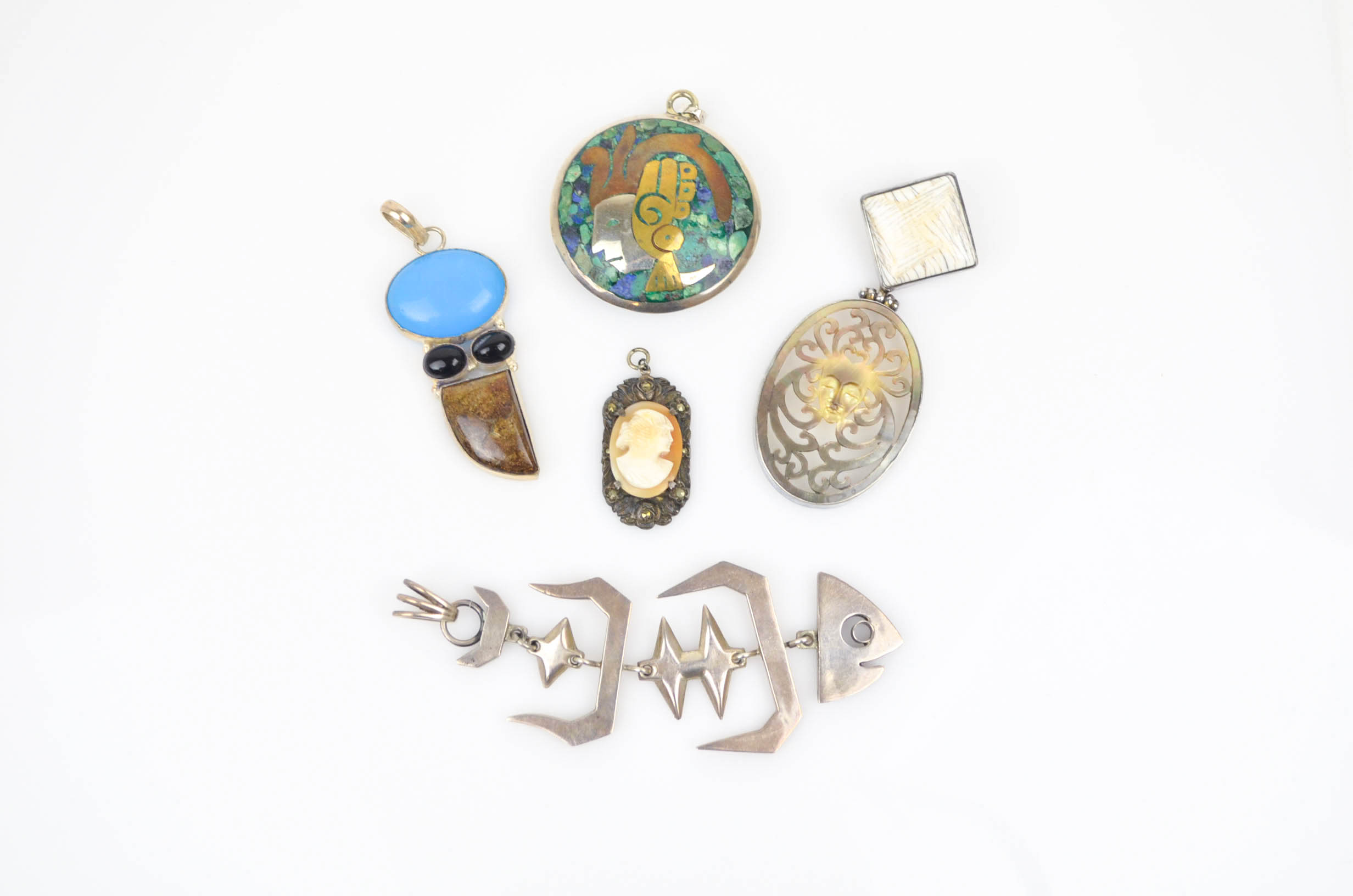 Sterling and Multi Colored Stone Pendants