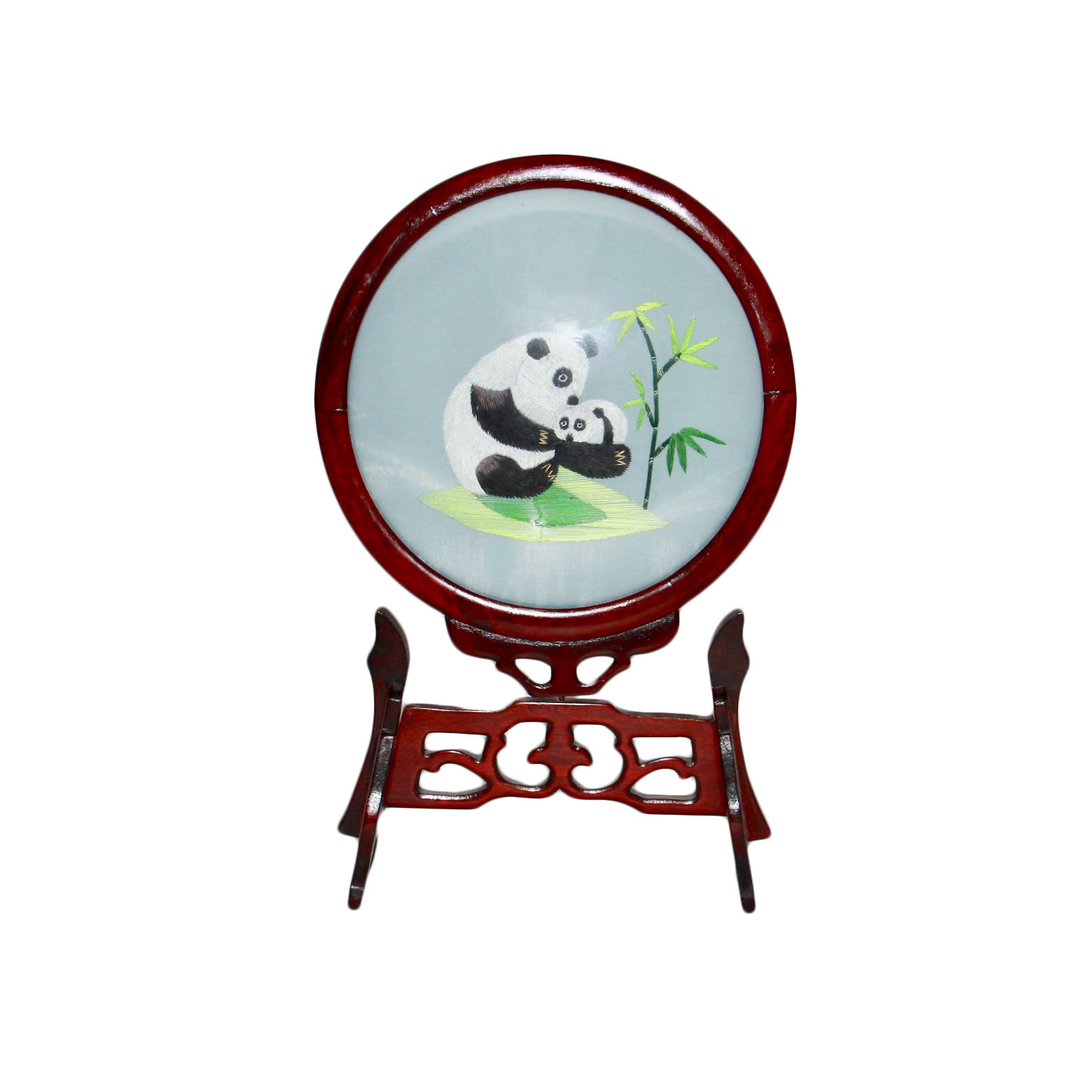 Chinese Table Screen With an Embroidery of Pandas