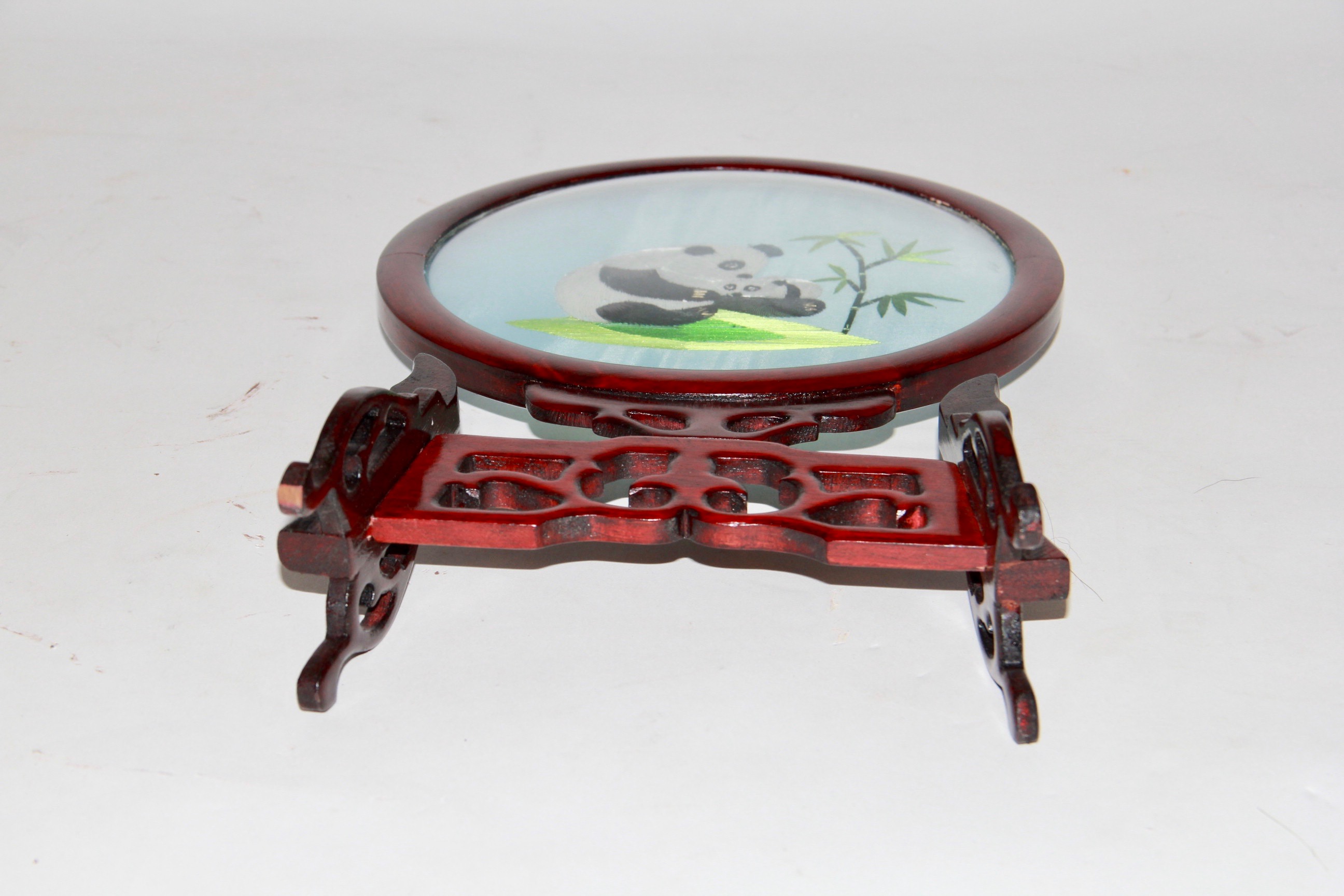 Chinese Table Screen With an Embroidery of Pandas