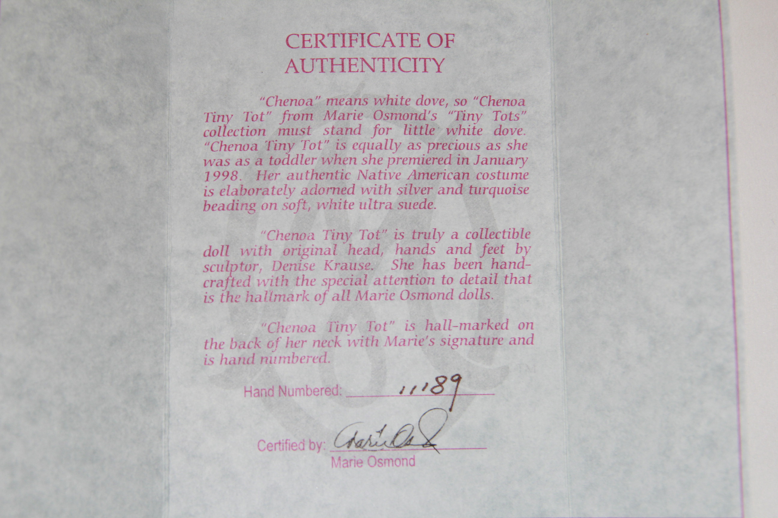 Marie Osmond "Mato Tiny Tot" and "Chenoa Tiny Tot" Dolls