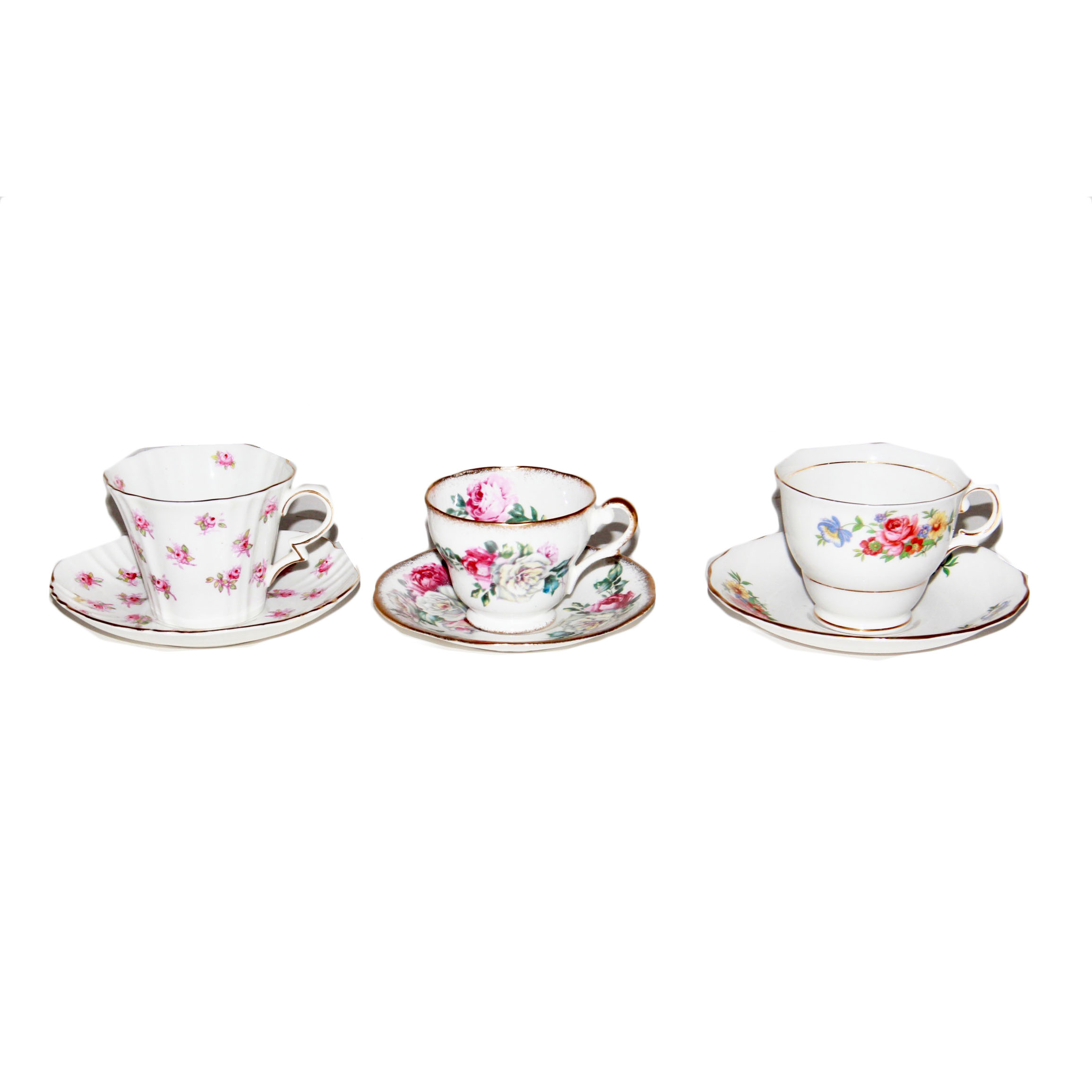 Bone China Teacups and Saucers Featuring Royal Albert