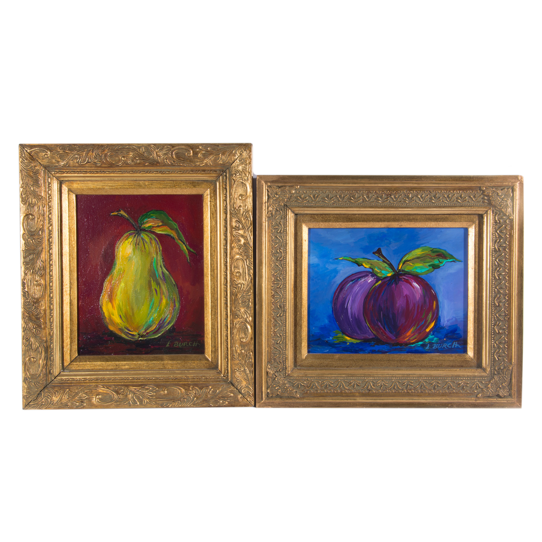 L. Burch Framed Oil on Canvas Fruit Paintings