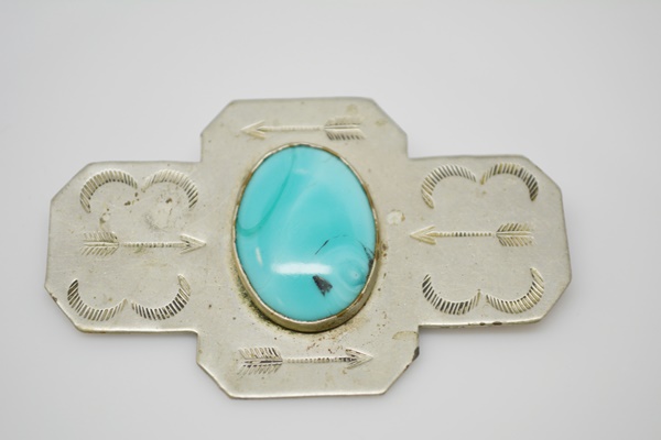 Vintage Native American Style Faux Turquoise Brooch