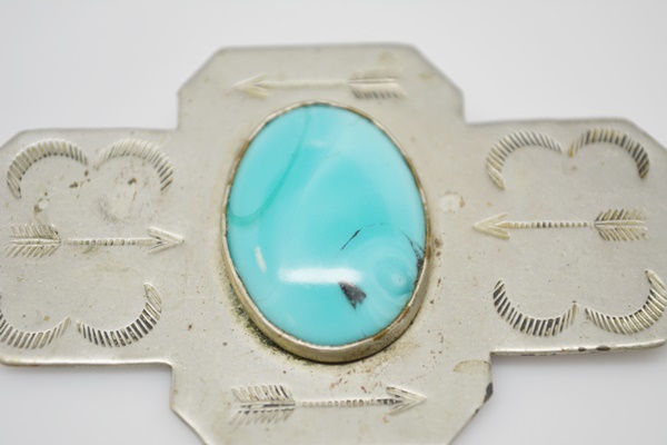 Vintage Native American Style Faux Turquoise Brooch