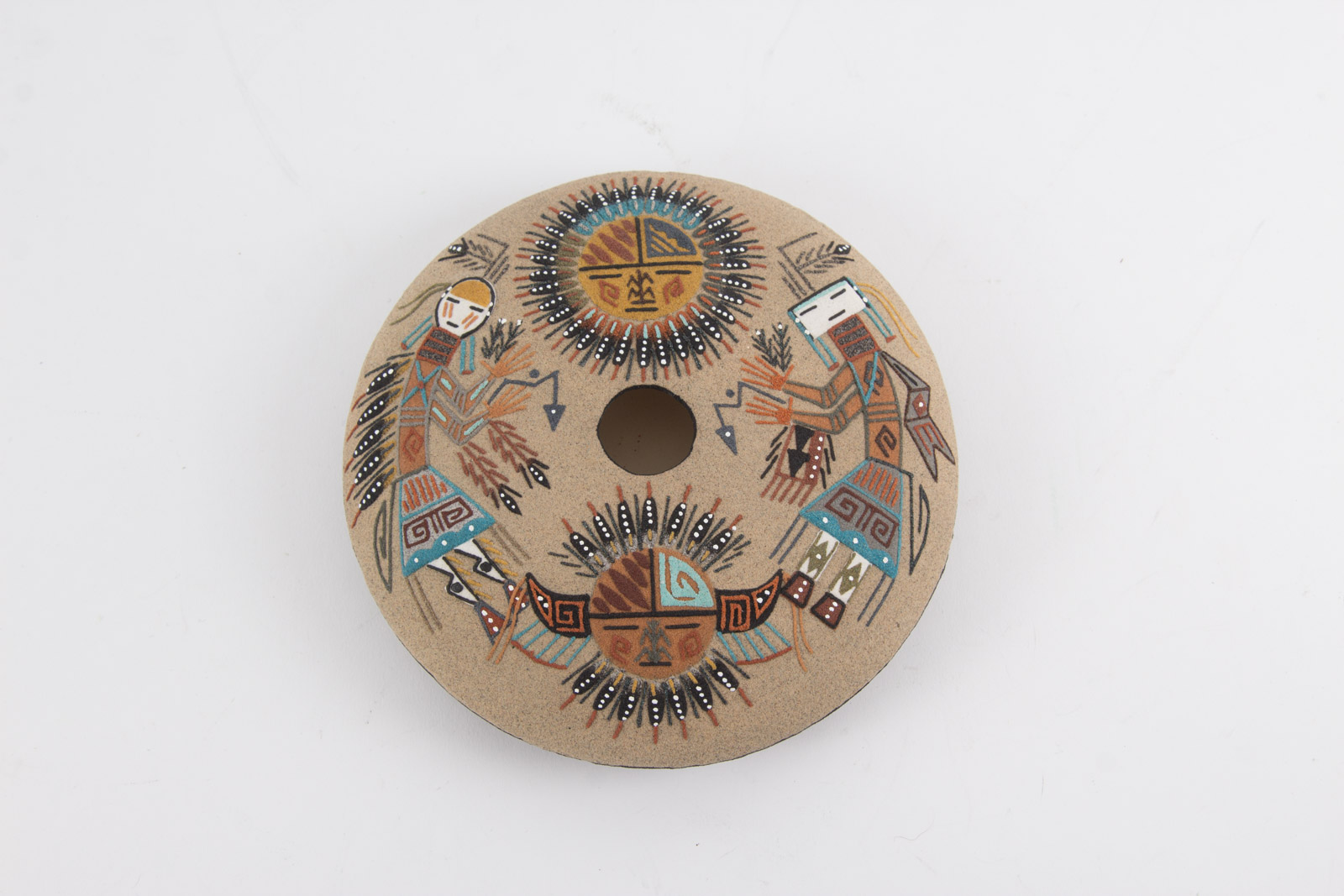 Berta Yazzie Navajo Sand Painting Vessel "Sun & Eagle"