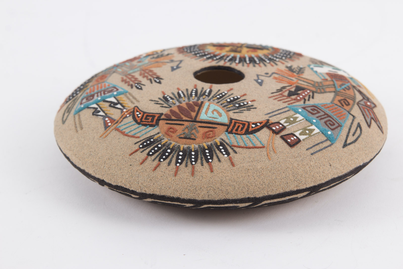 Berta Yazzie Navajo Sand Painting Vessel "Sun & Eagle"