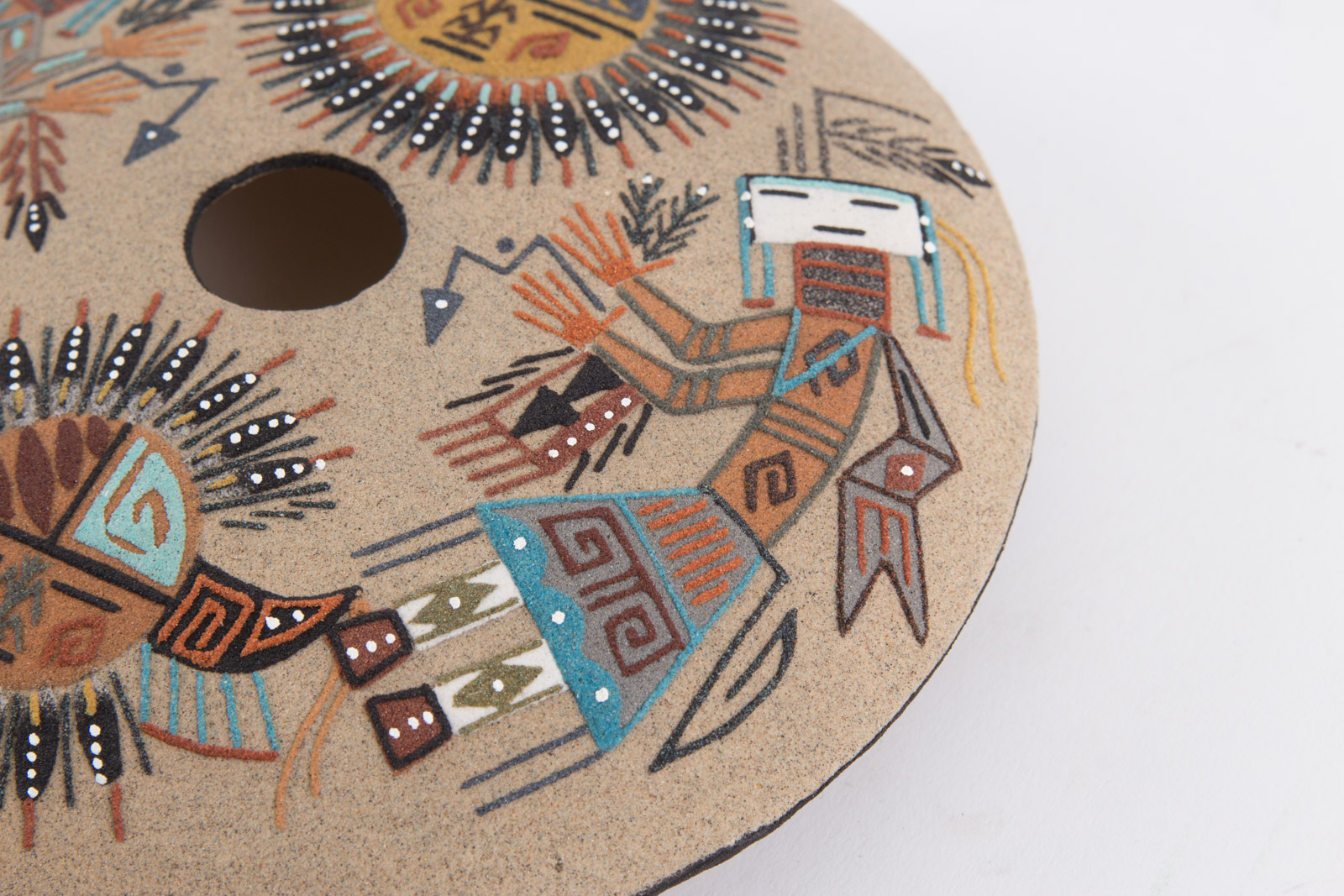 Berta Yazzie Navajo Sand Painting Vessel "Sun & Eagle"
