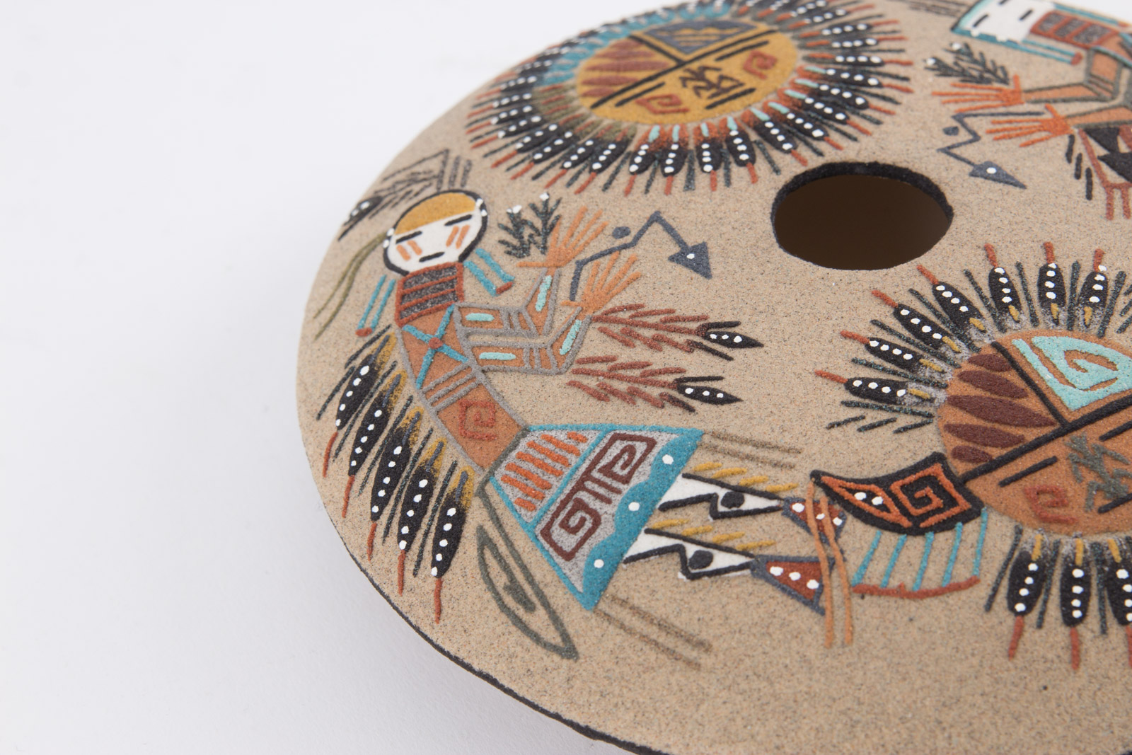 Berta Yazzie Navajo Sand Painting Vessel "Sun & Eagle"