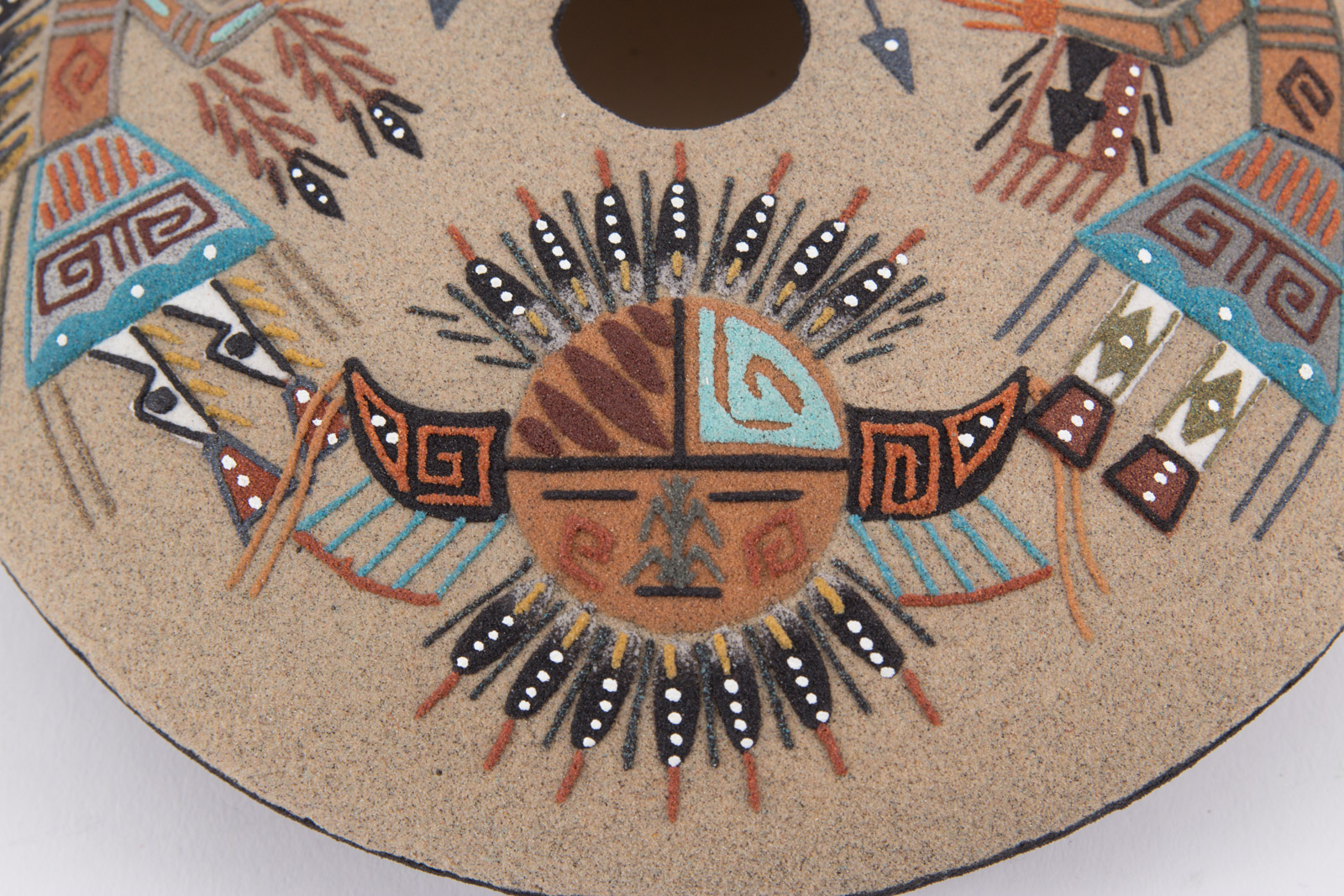 Berta Yazzie Navajo Sand Painting Vessel "Sun & Eagle"