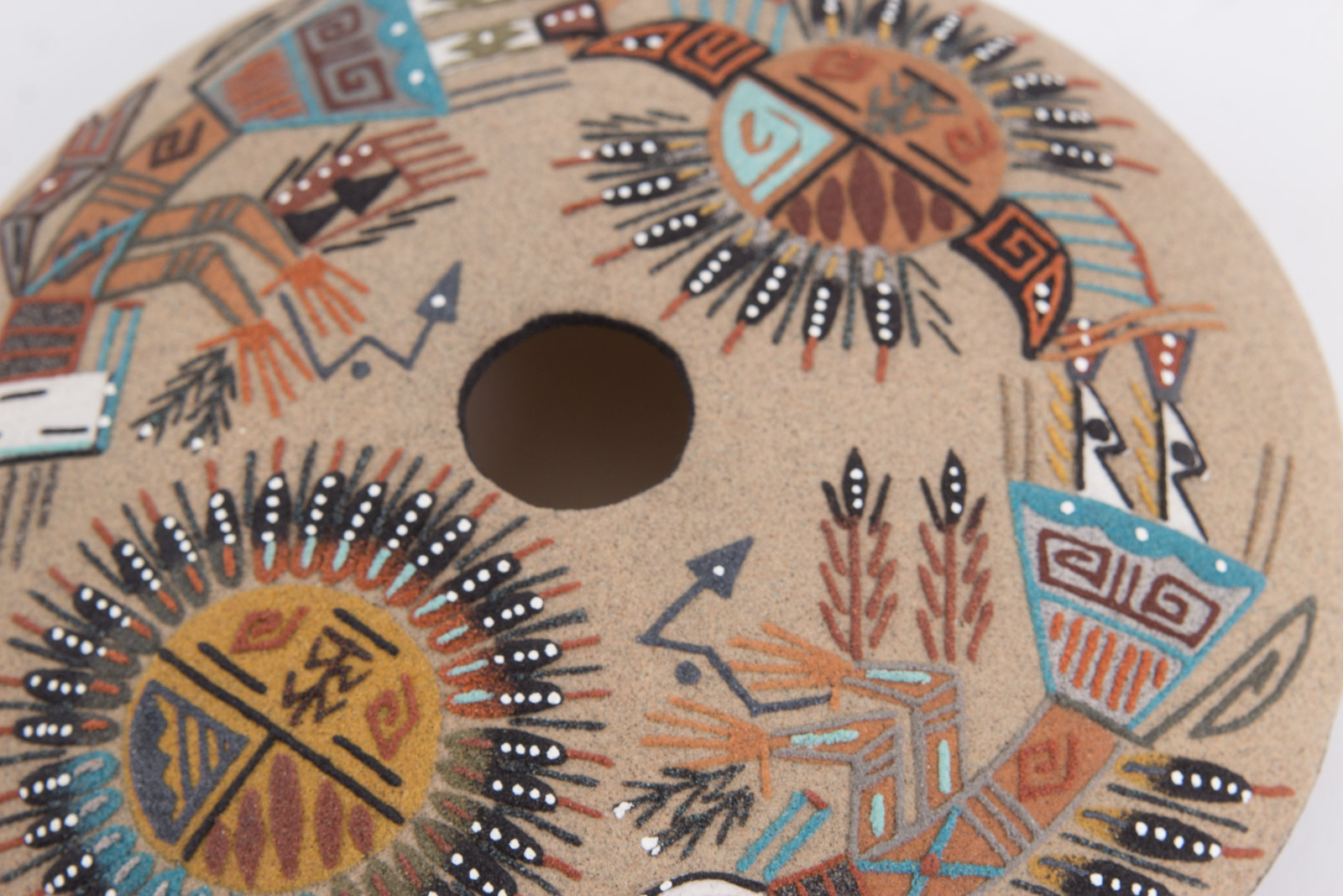 Berta Yazzie Navajo Sand Painting Vessel "Sun & Eagle"