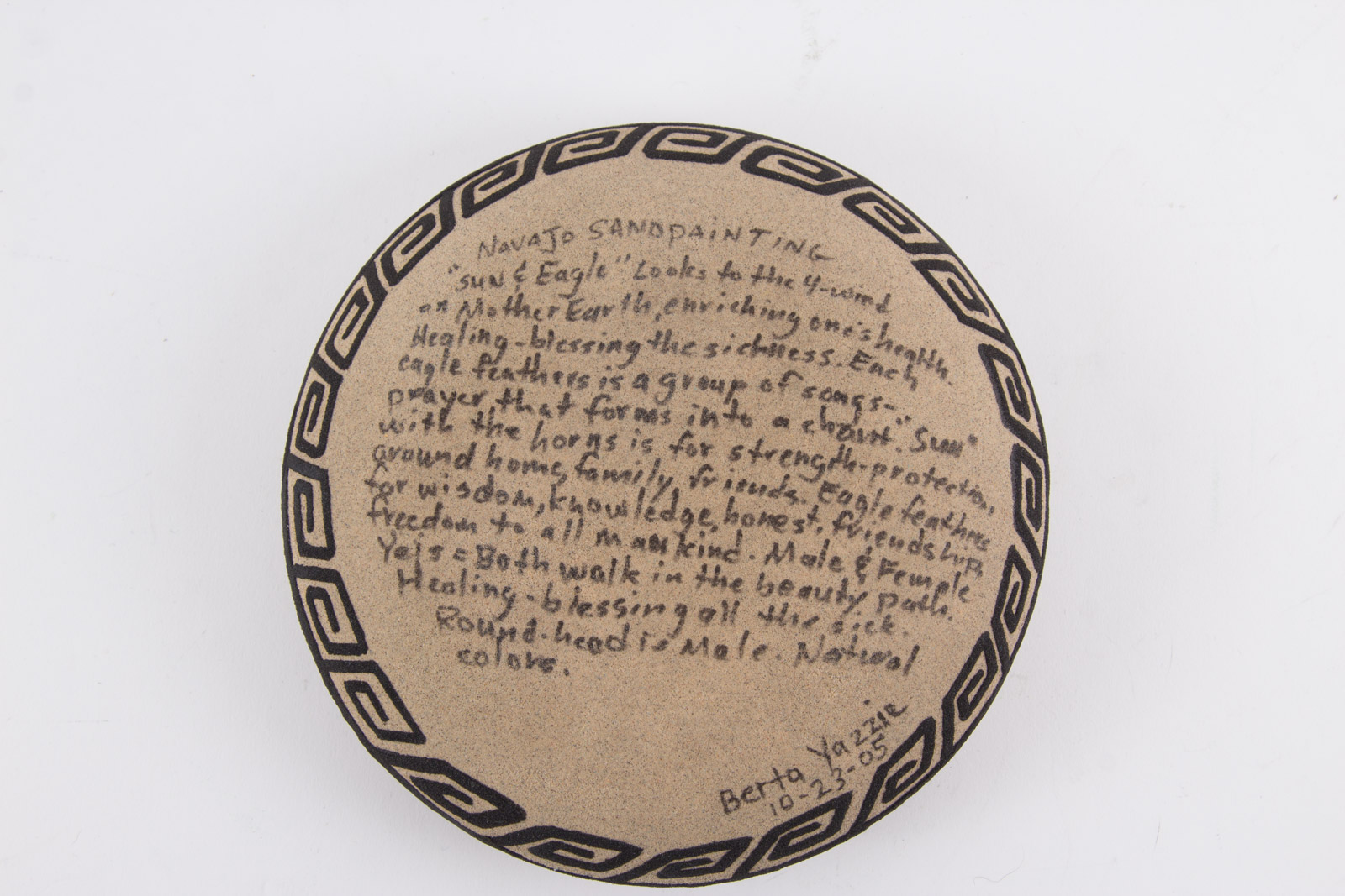 Berta Yazzie Navajo Sand Painting Vessel "Sun & Eagle"