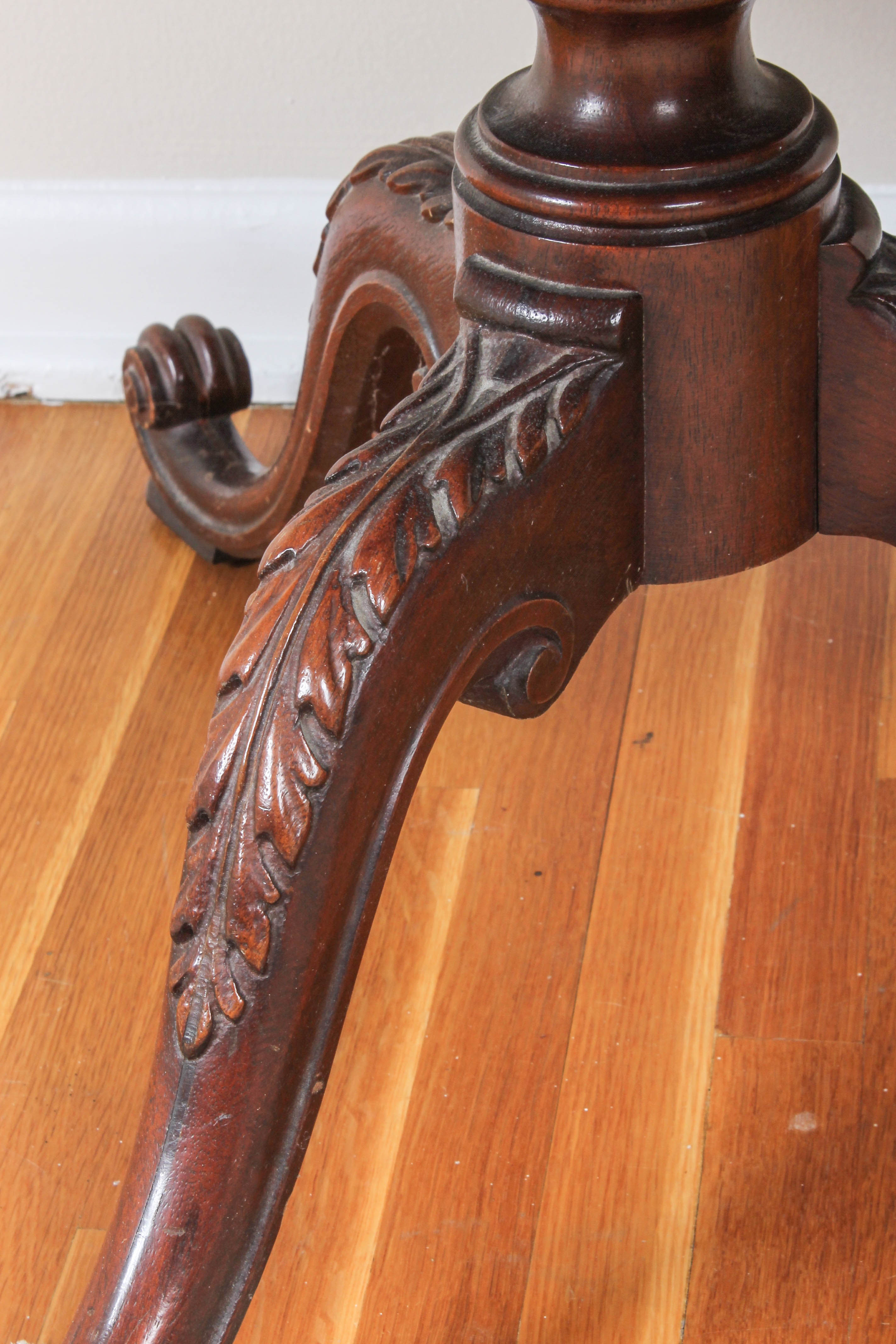 Carved Wood Coffee Table with Removable Glass Top