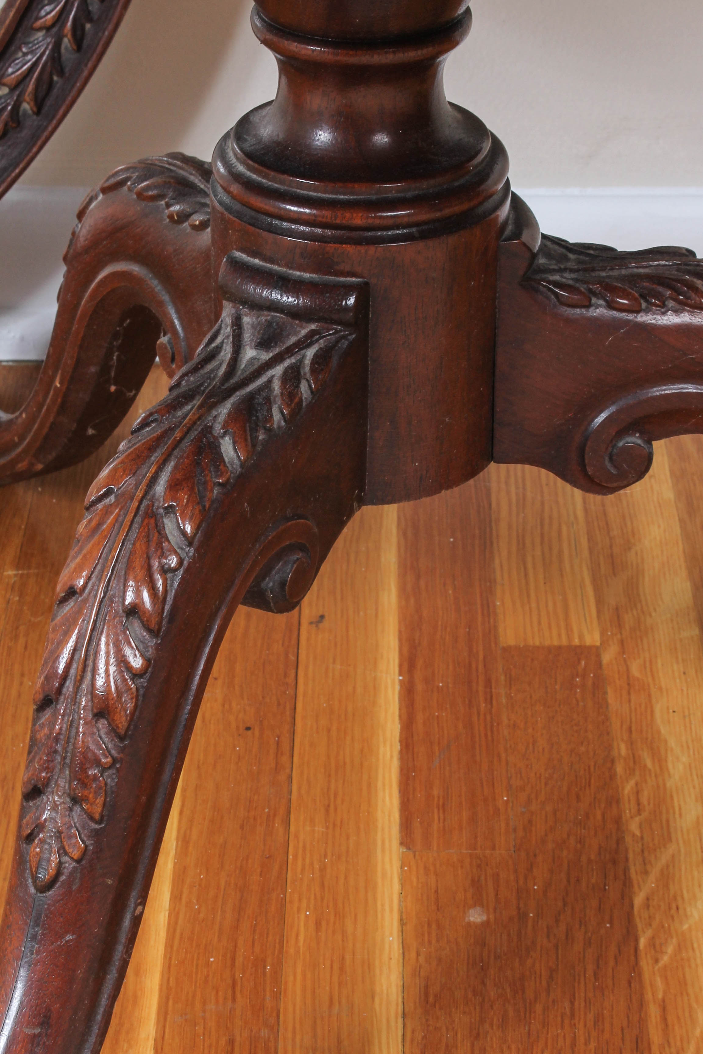 Carved Wood Coffee Table with Removable Glass Top