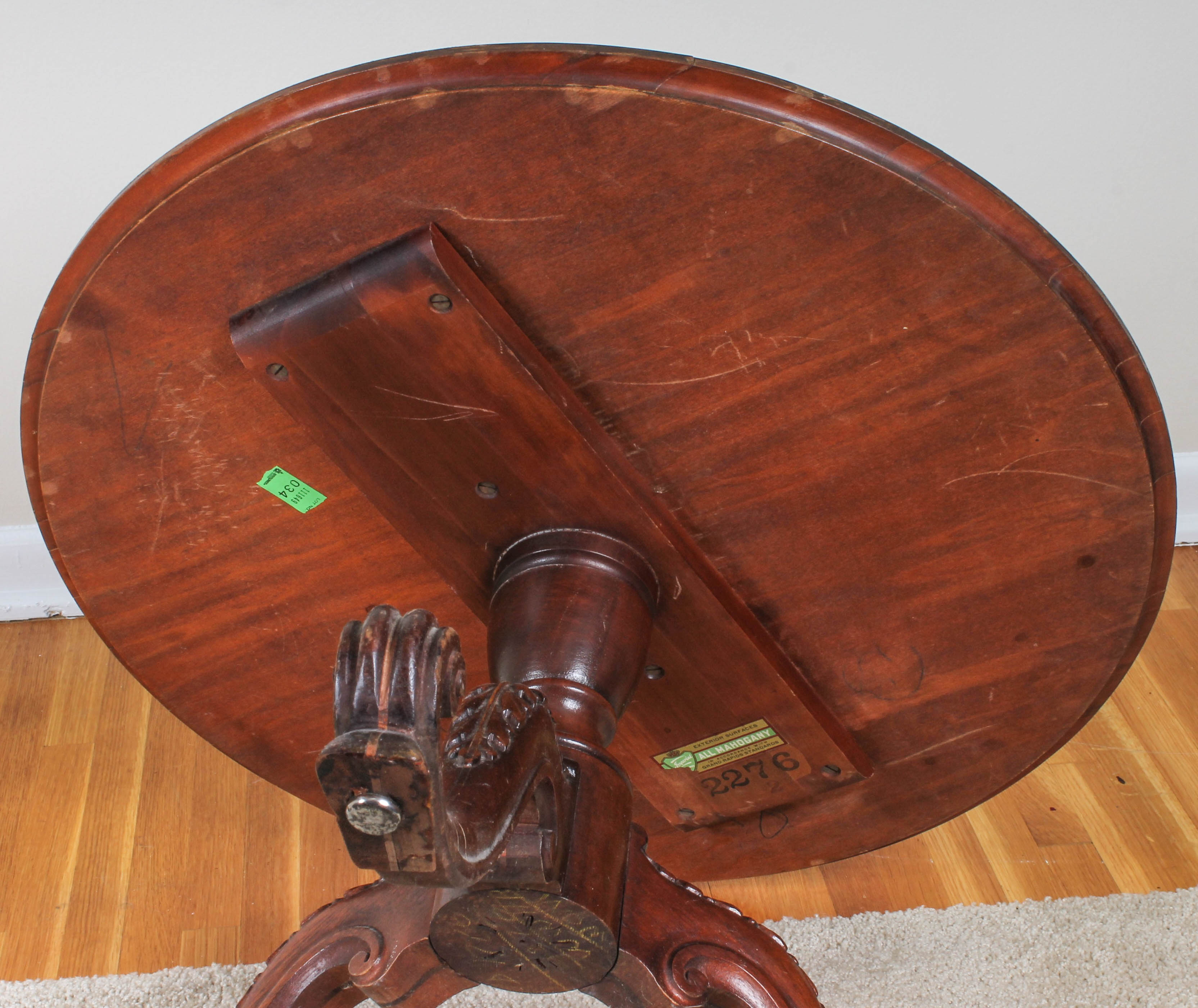 Carved Wood Coffee Table with Removable Glass Top
