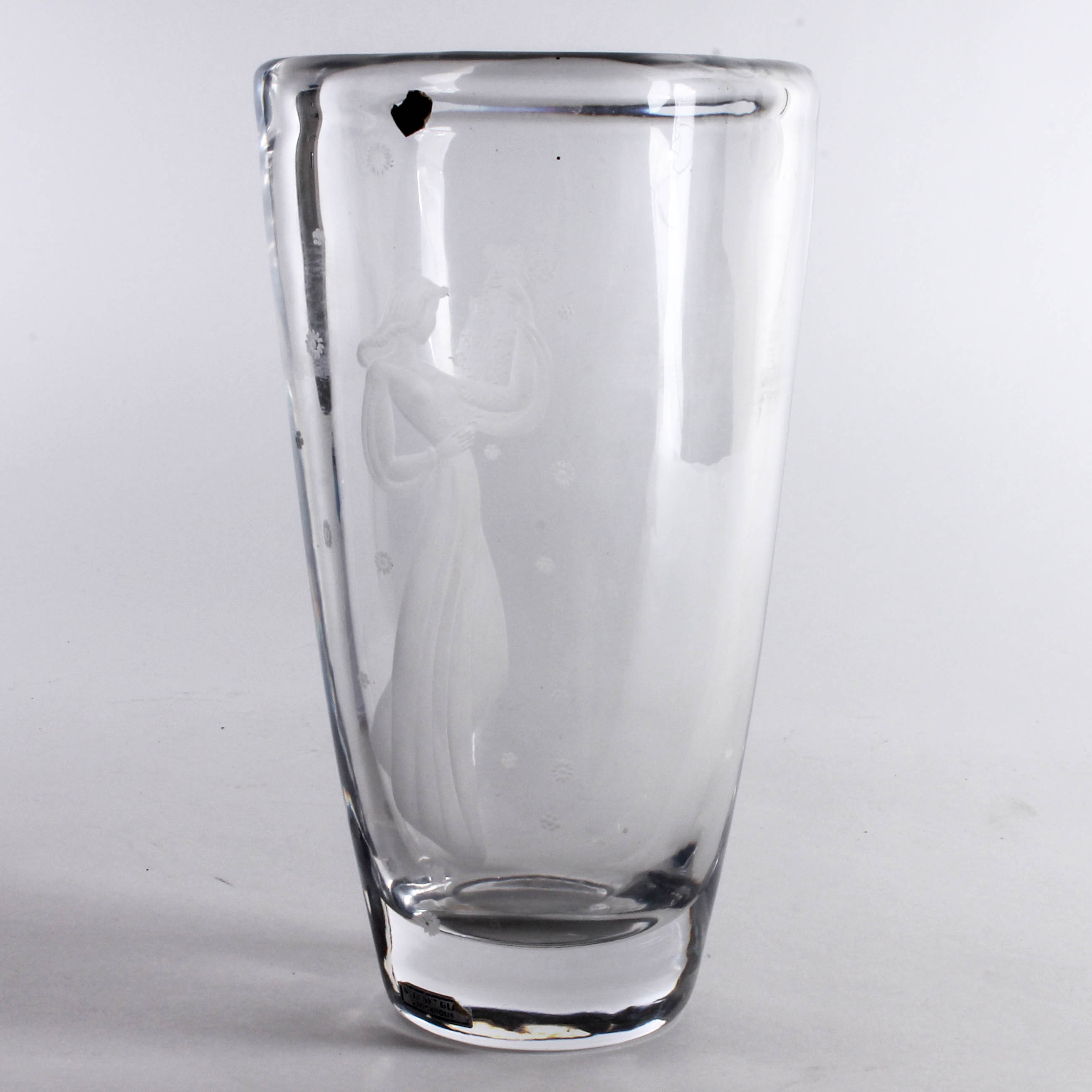 Orrefors Etched Crystal Vase