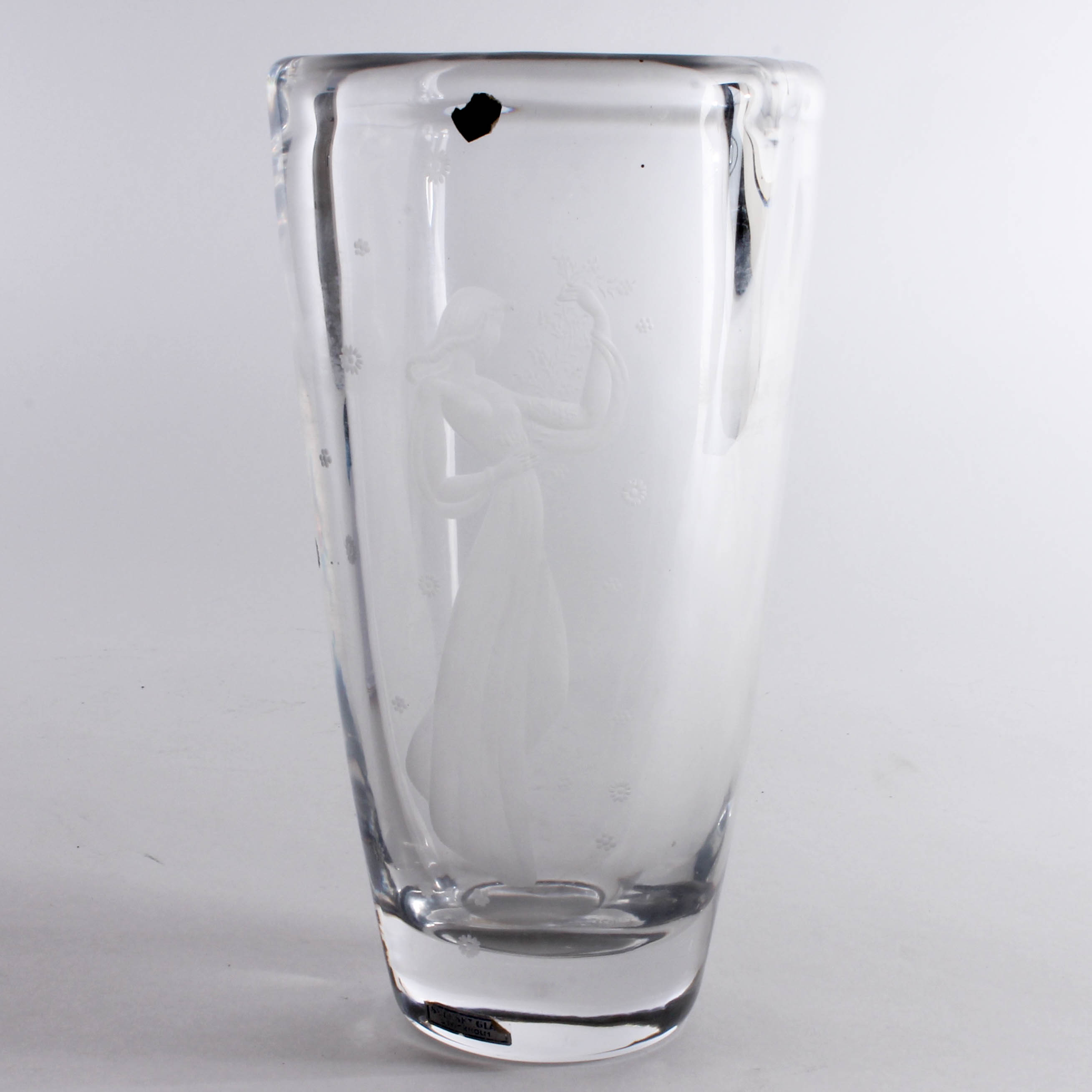 Orrefors Etched Crystal Vase