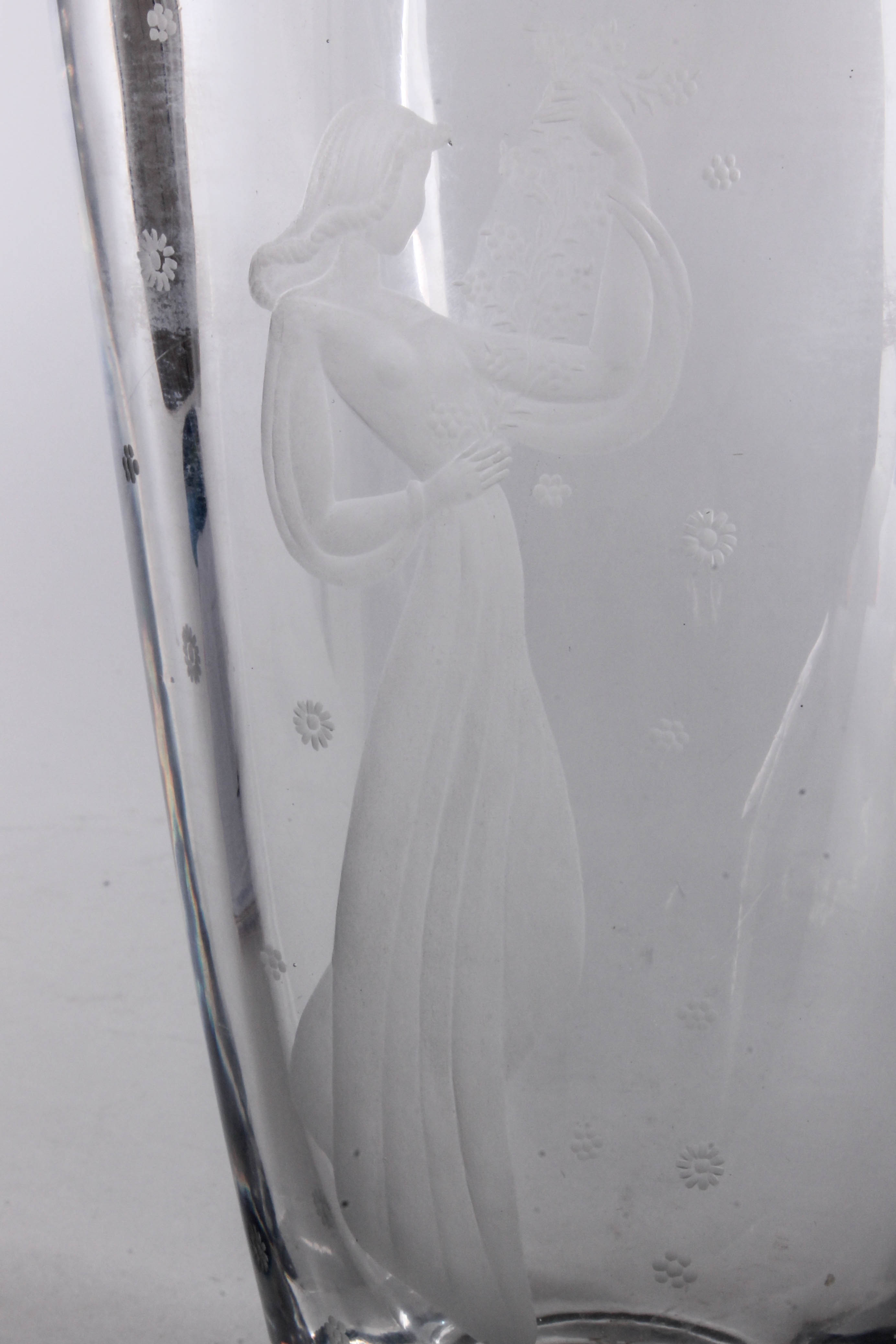 Orrefors Etched Crystal Vase