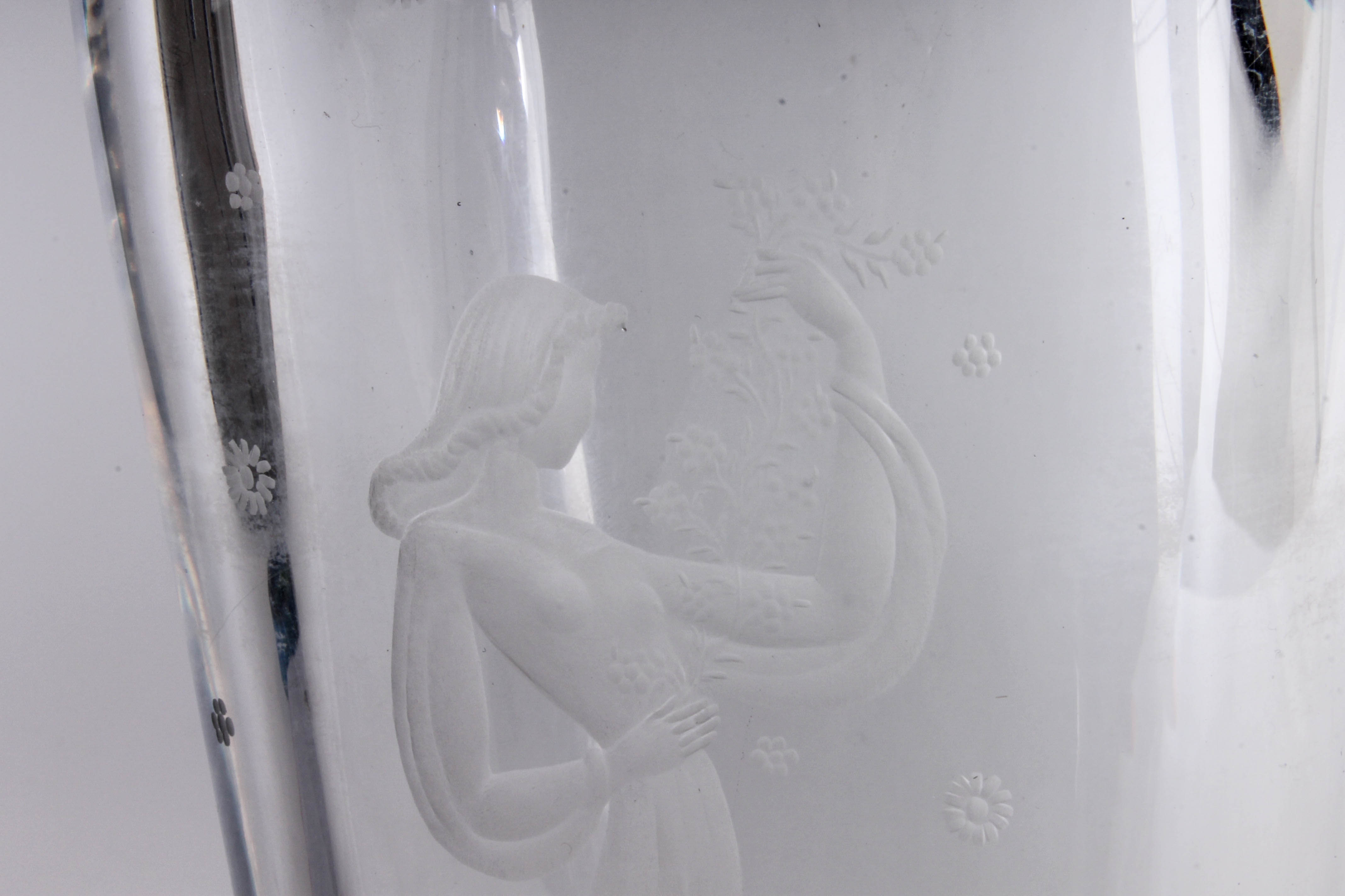 Orrefors Etched Crystal Vase