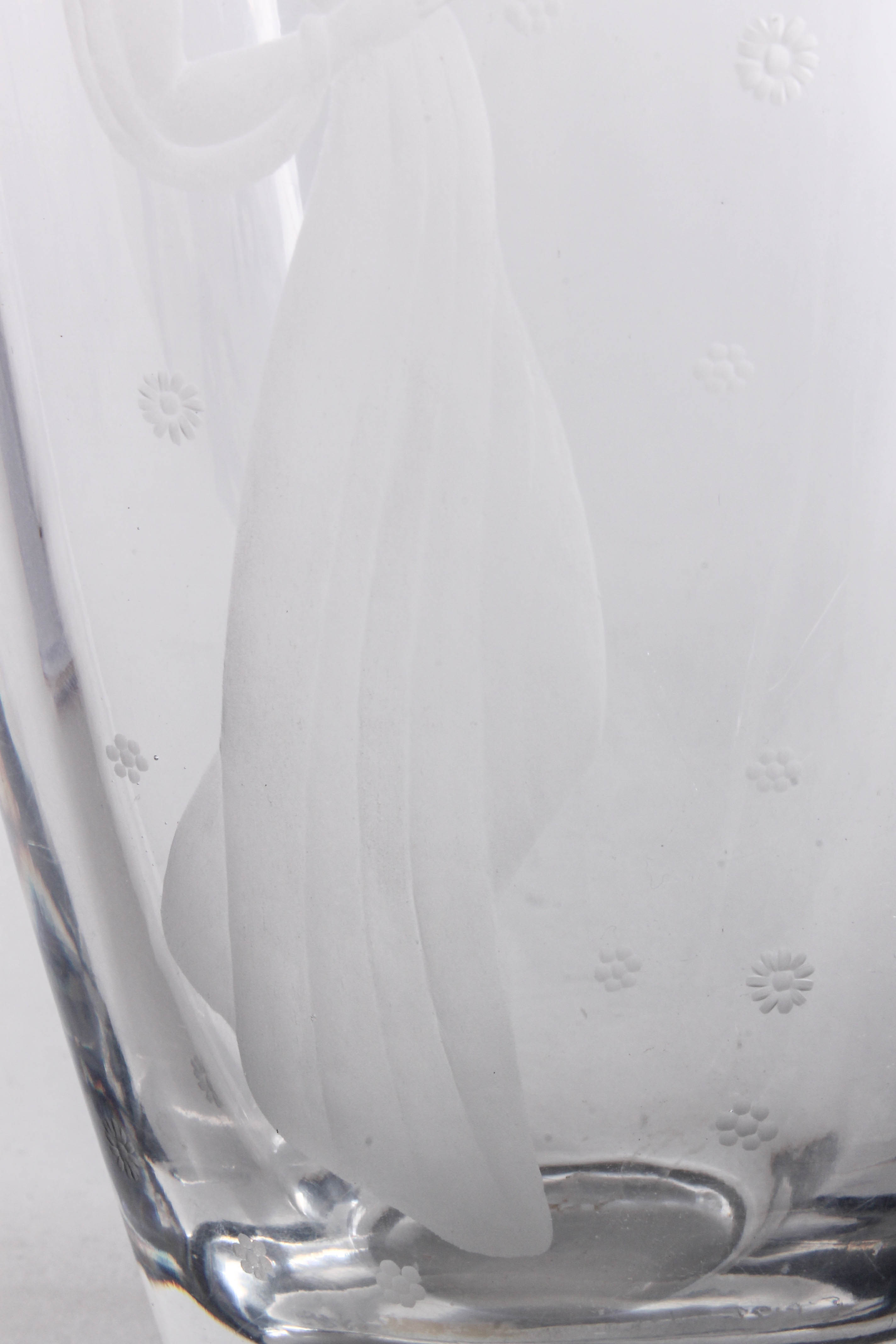 Orrefors Etched Crystal Vase
