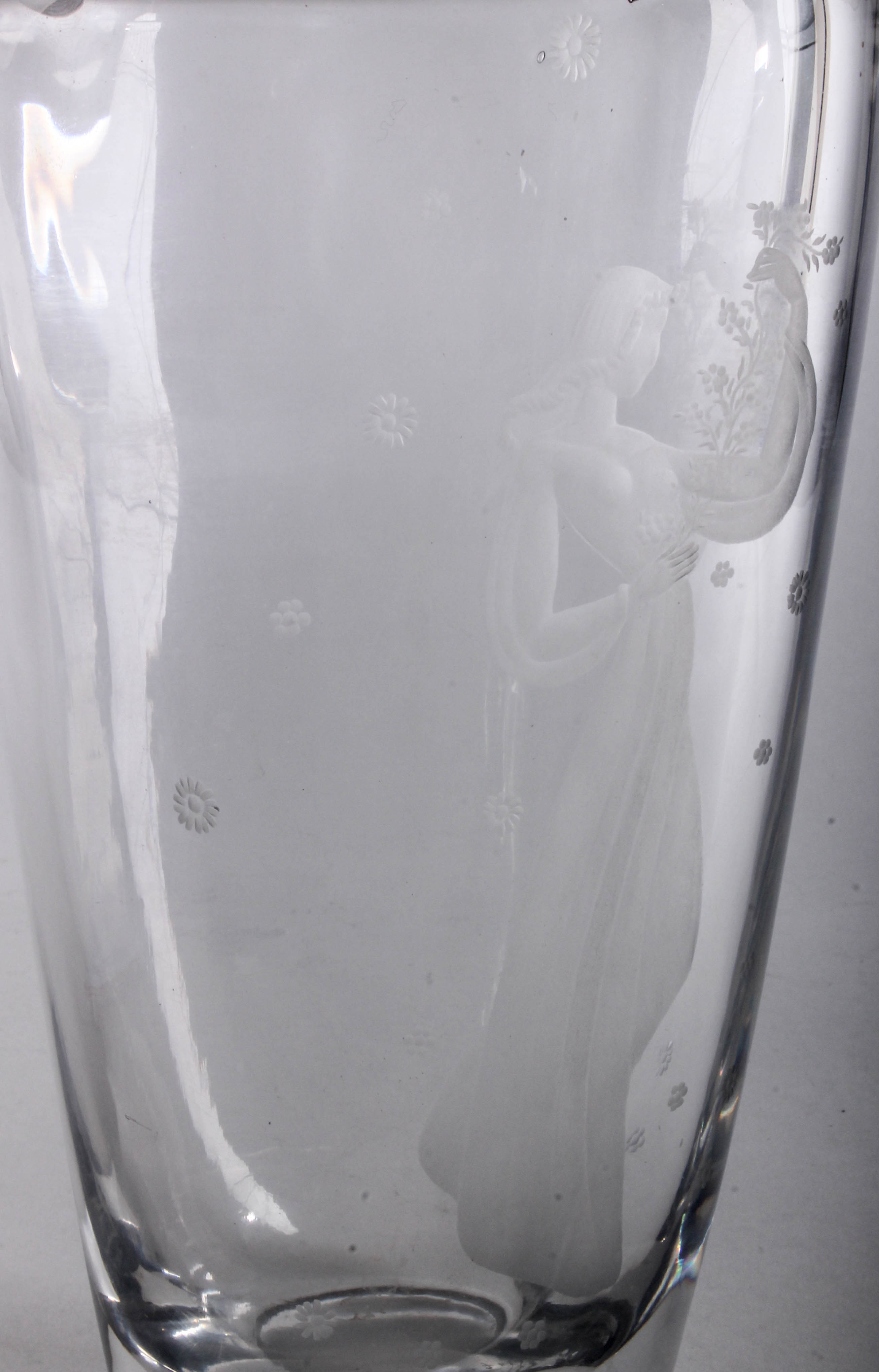 Orrefors Etched Crystal Vase