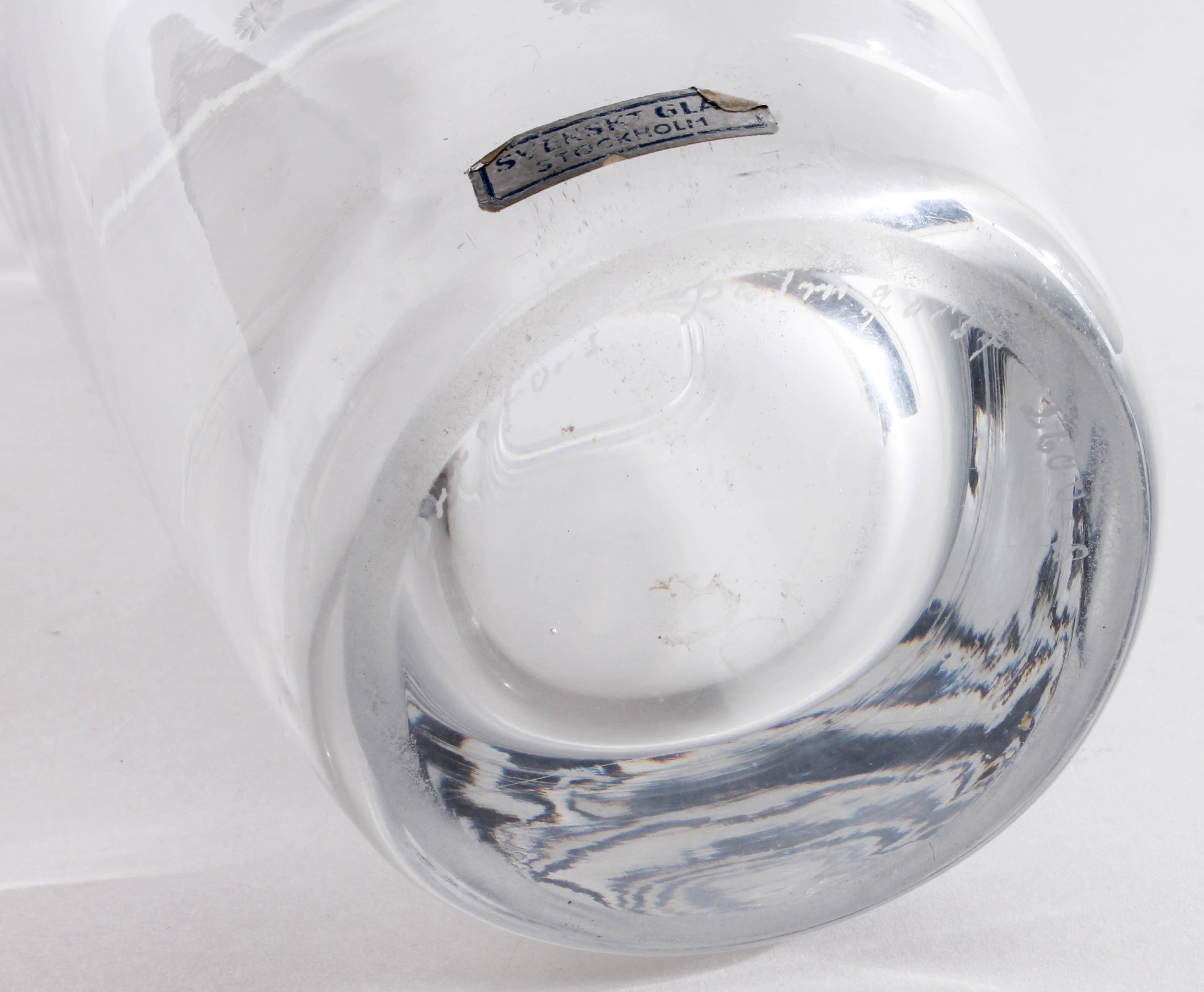 Orrefors Etched Crystal Vase