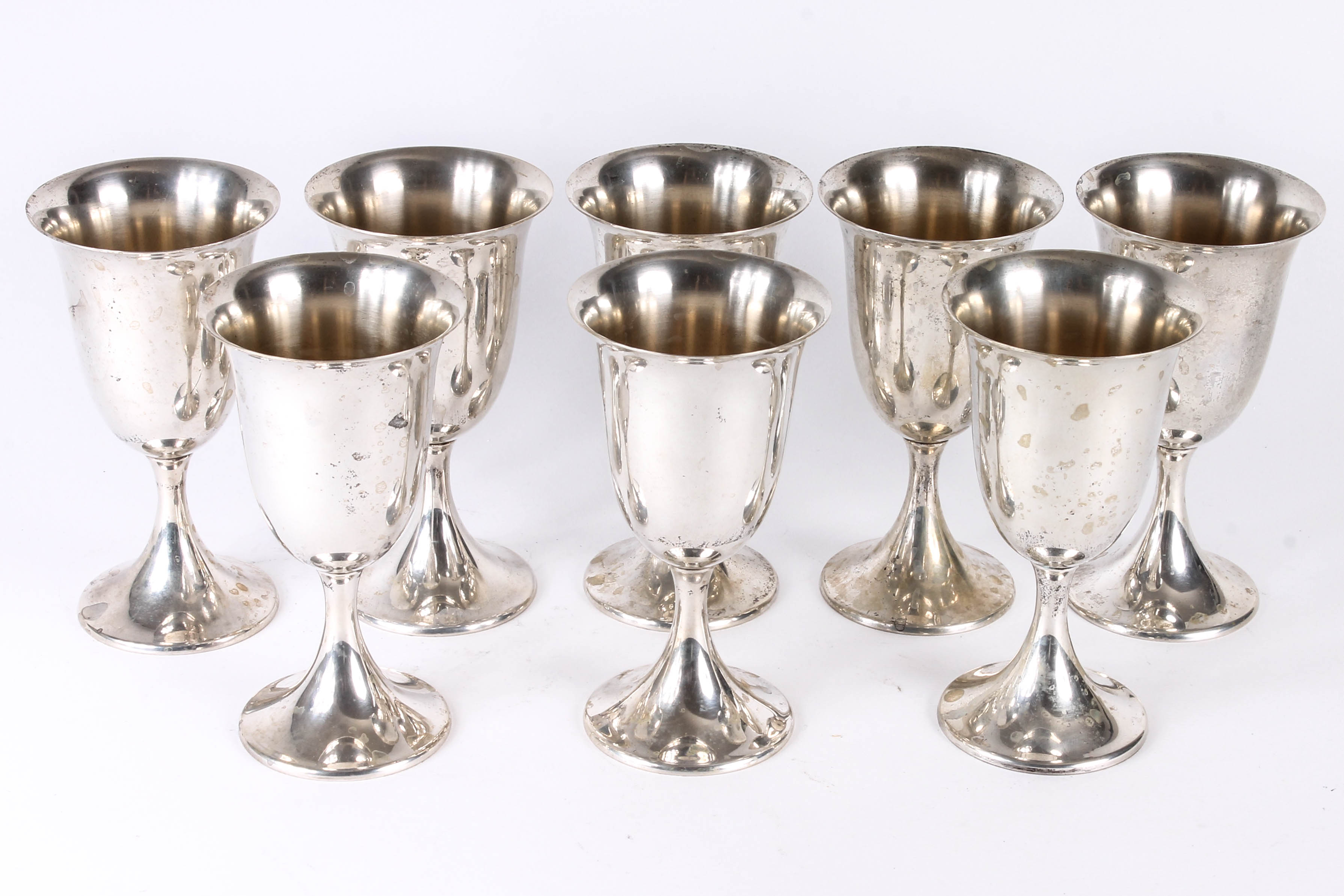 Eight Sterling Silver Goblets