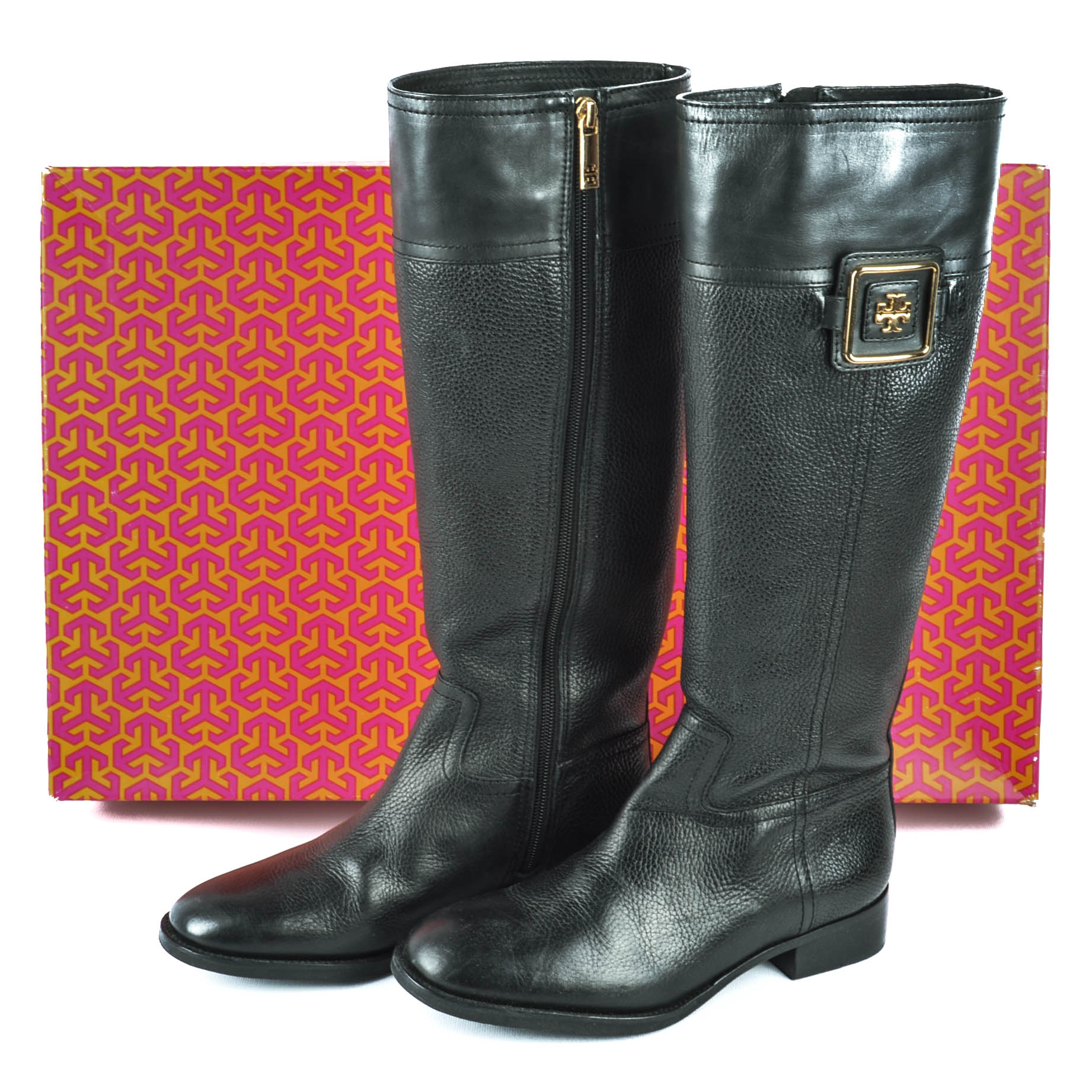 Tory Burch Black Leather Julian Riding Boots