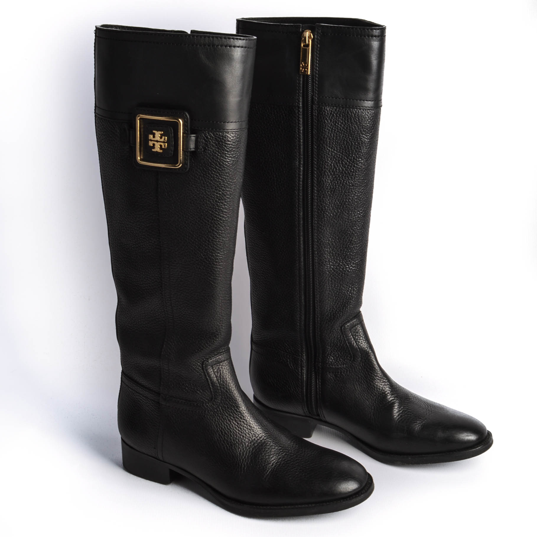 Tory Burch Black Leather Julian Riding Boots
