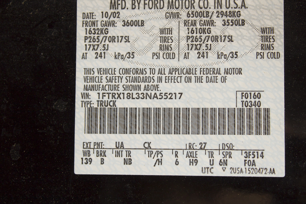 2003 Ford Heritage Edition F-150 Pickup Truck