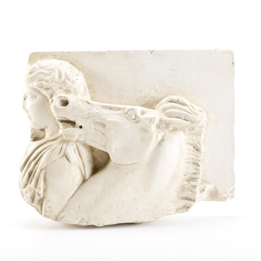 Classical Reproduction Relief of Man and Horse