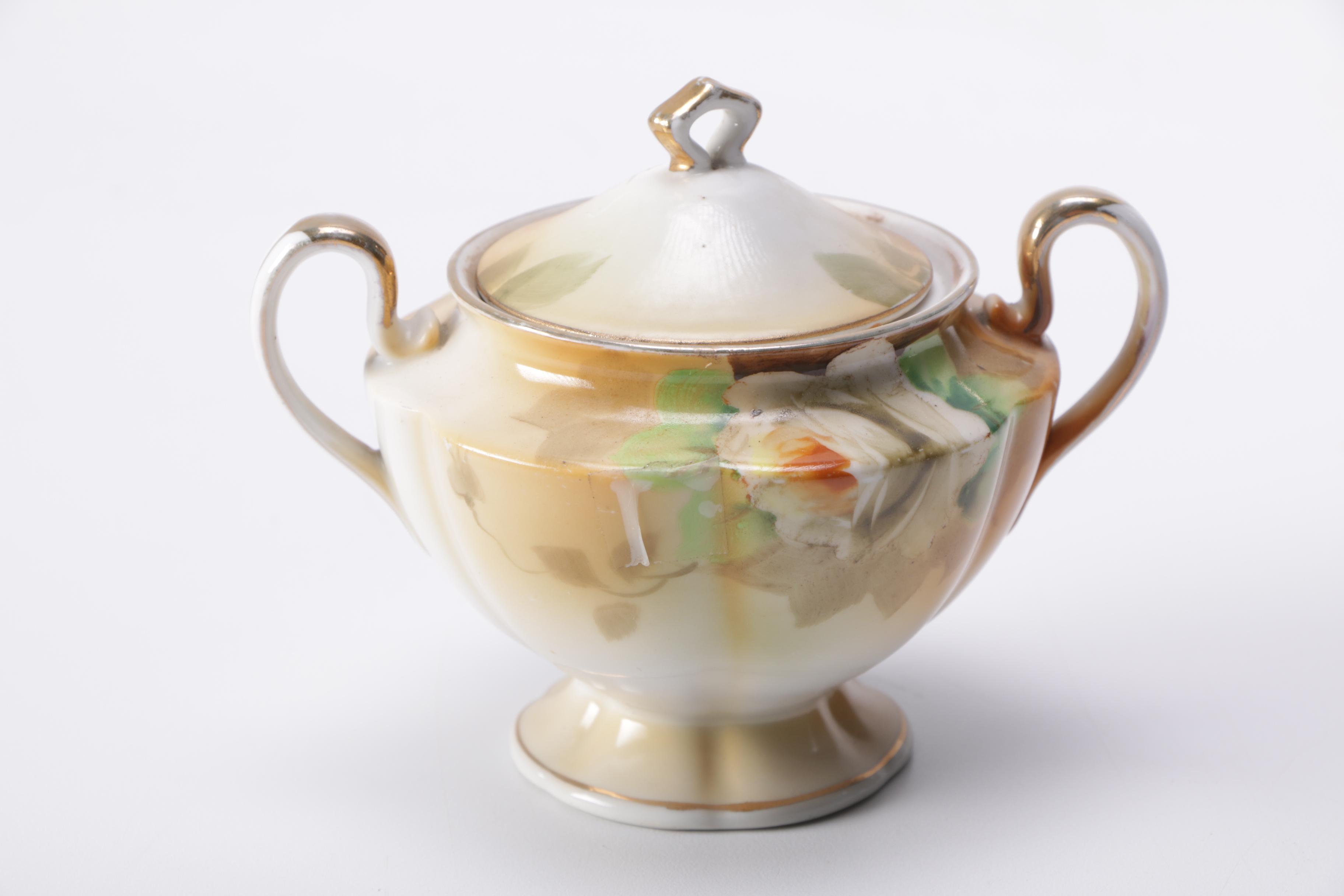 Hand Painted Creamer and Sugar Bowls Including Nippon
