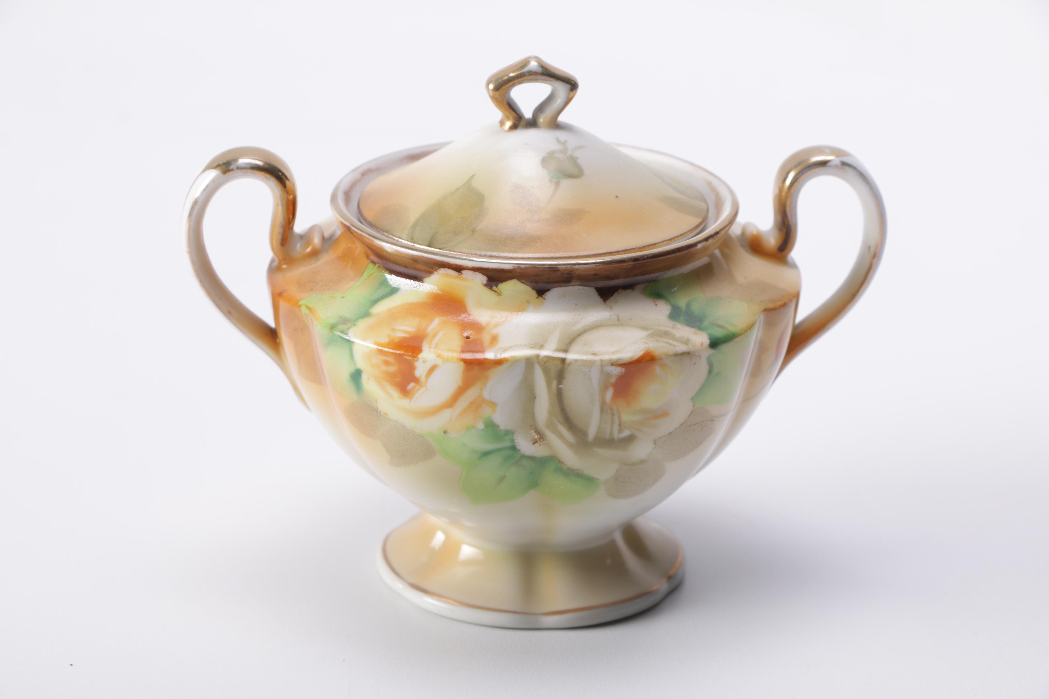 Hand Painted Creamer and Sugar Bowls Including Nippon