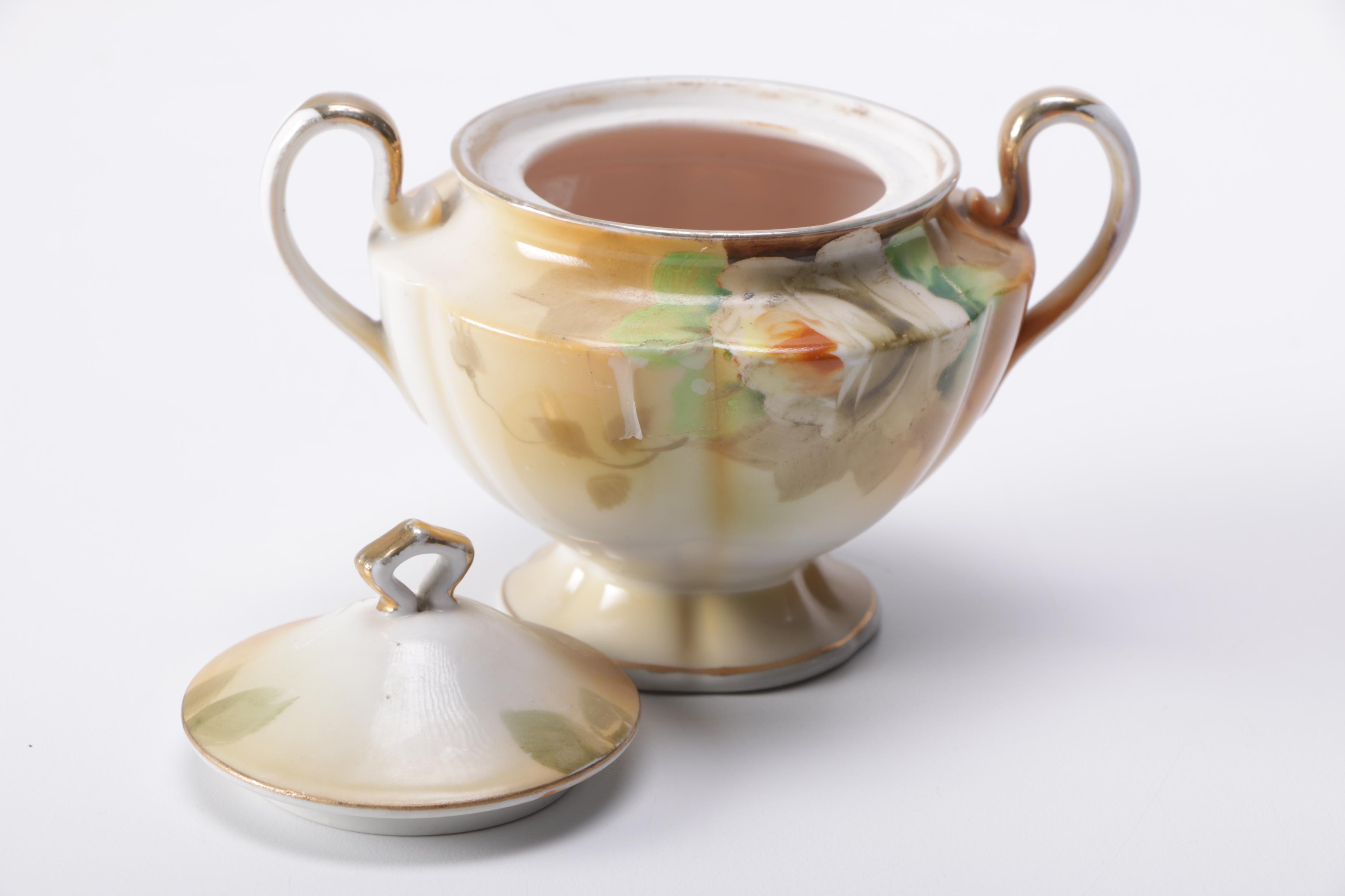 Hand Painted Creamer and Sugar Bowls Including Nippon