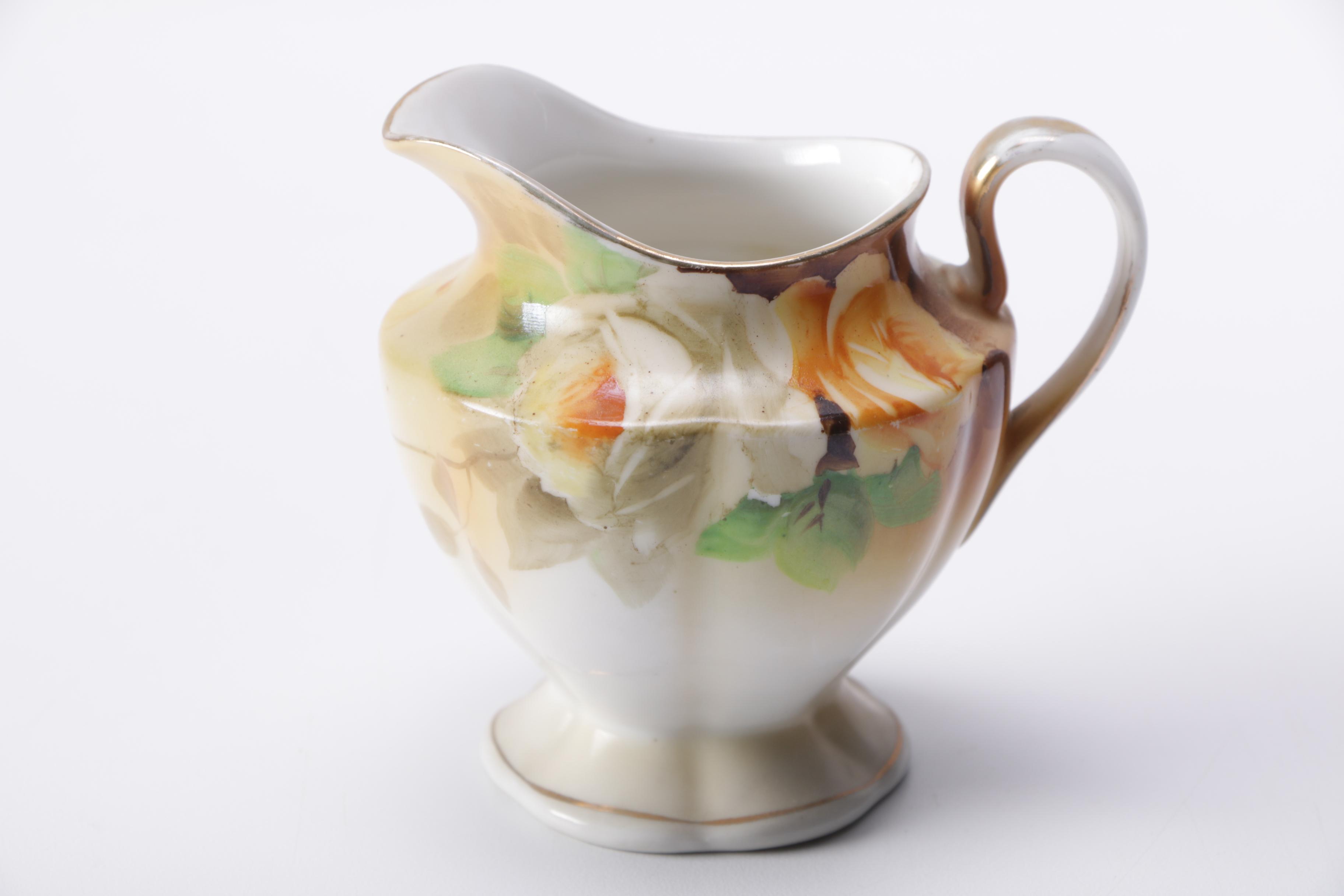 Hand Painted Creamer and Sugar Bowls Including Nippon