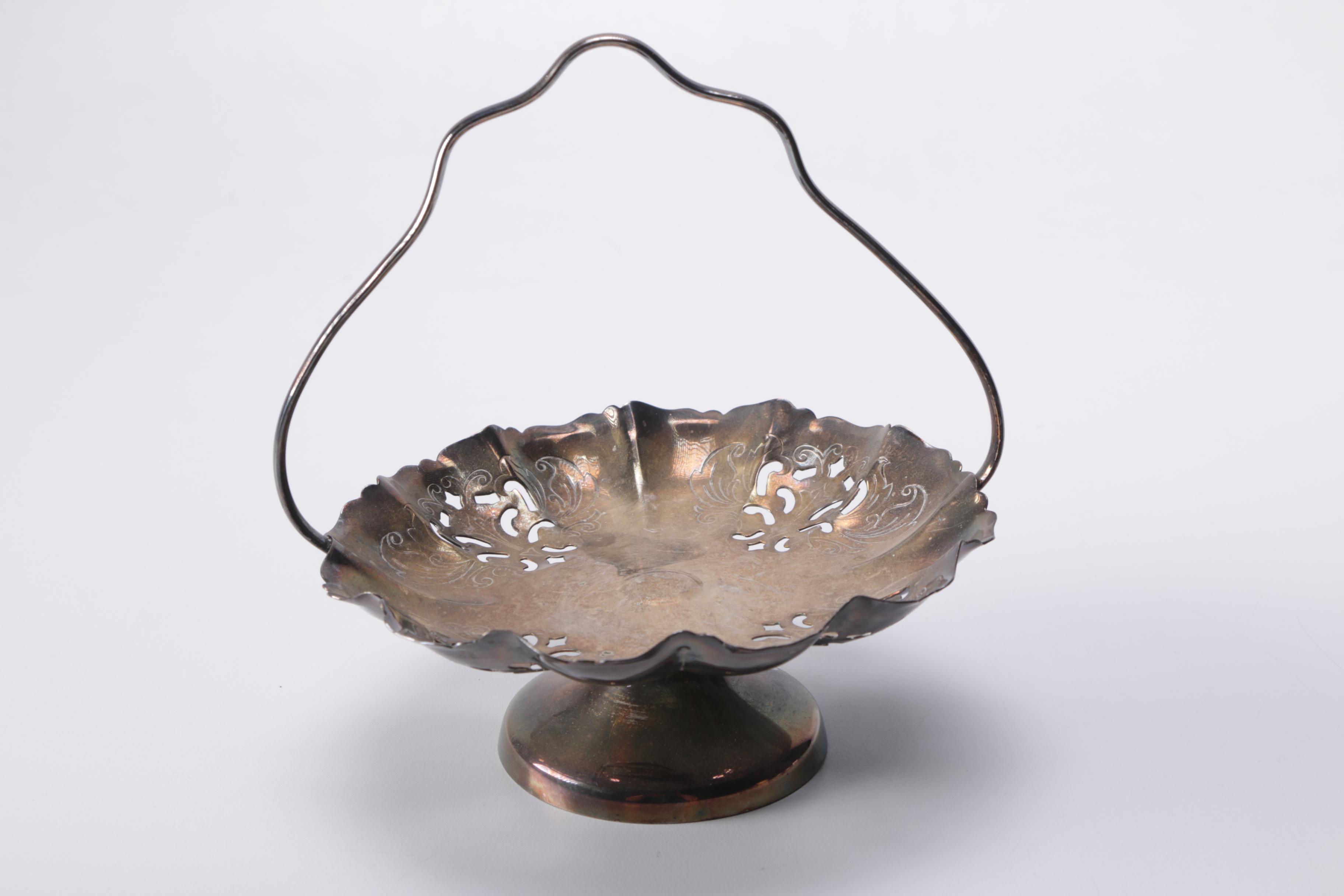 German Silver Plate Crush Tray and Brush With Assorted Silver Plate