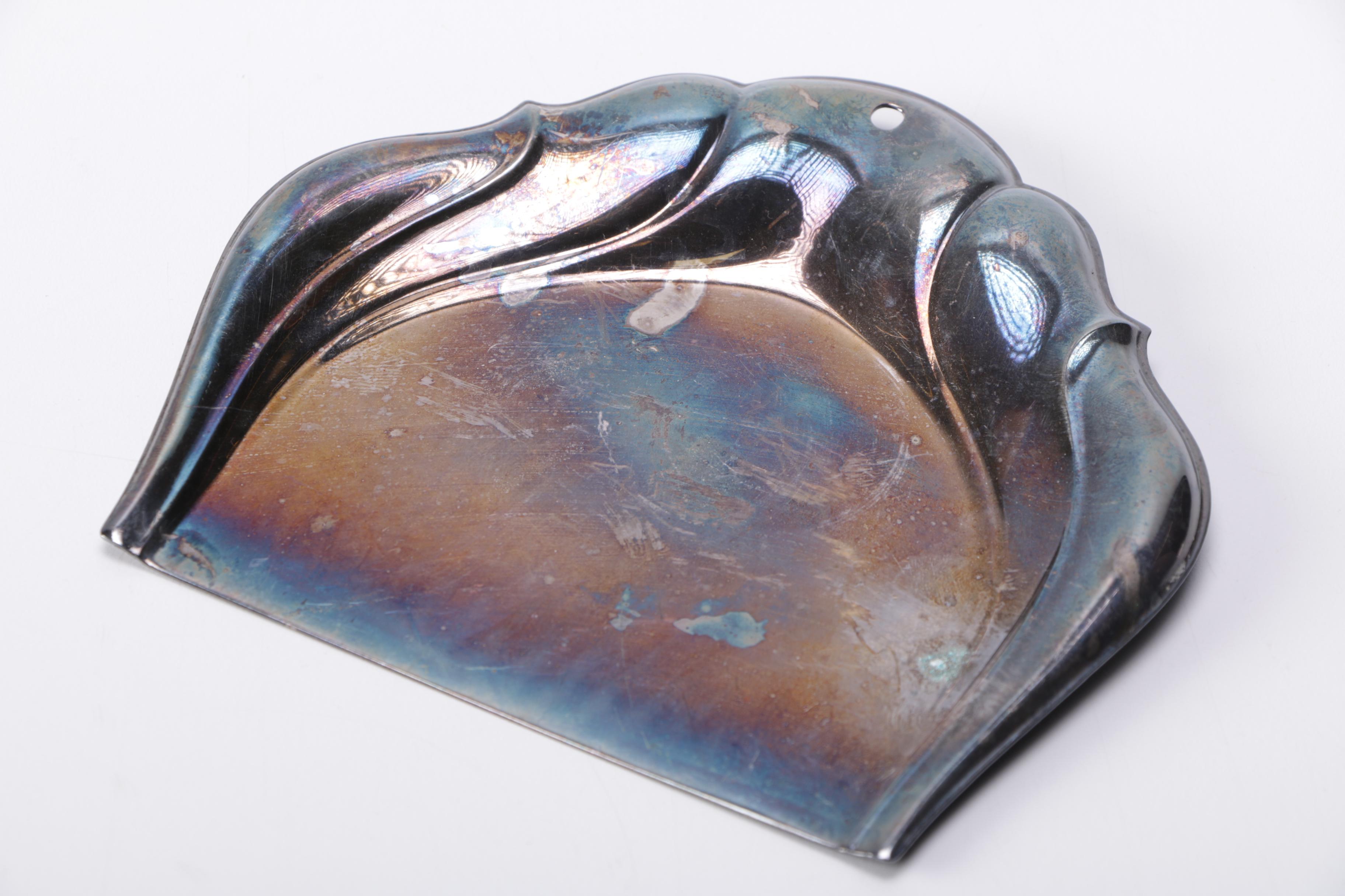 German Silver Plate Crush Tray and Brush With Assorted Silver Plate