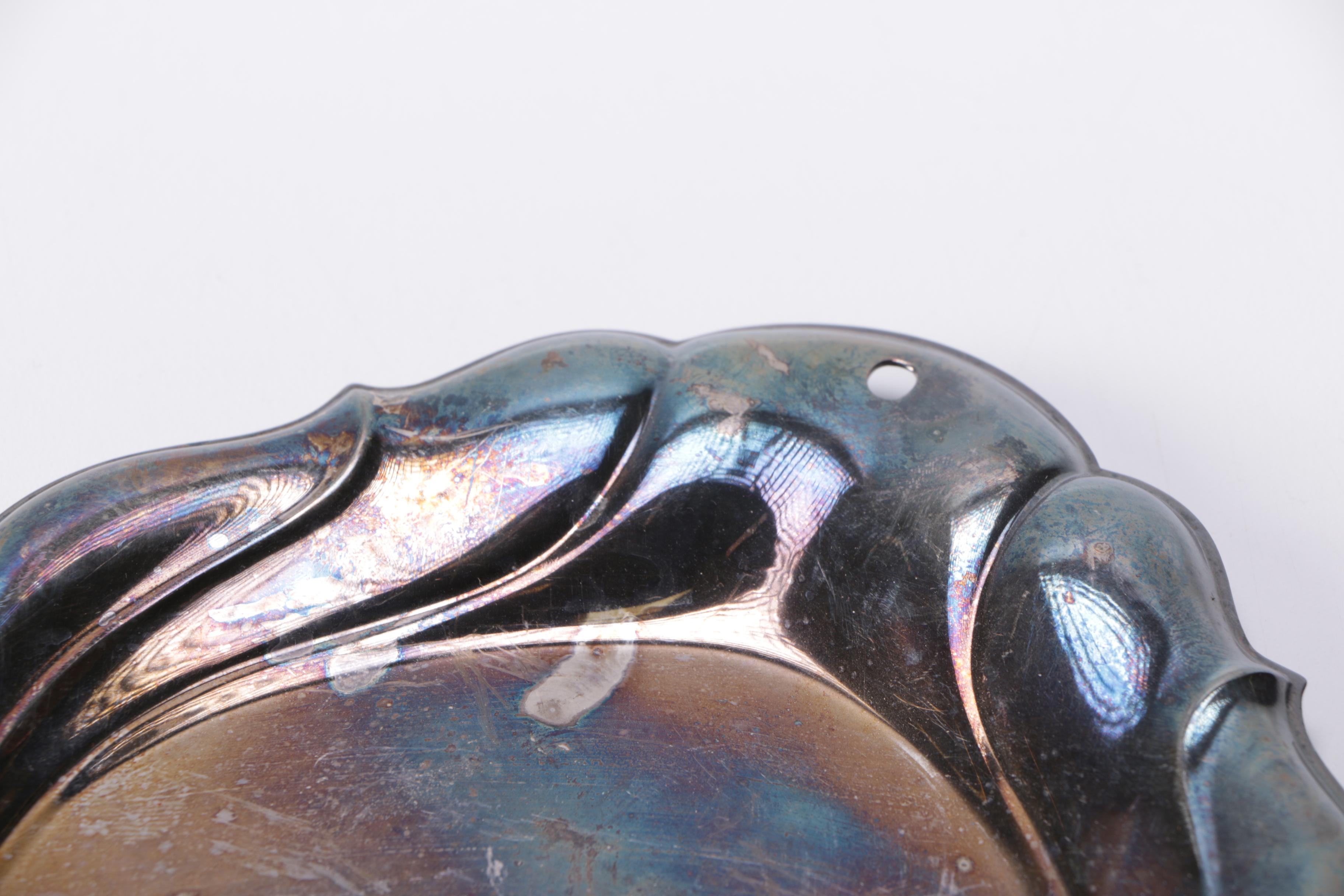 German Silver Plate Crush Tray and Brush With Assorted Silver Plate