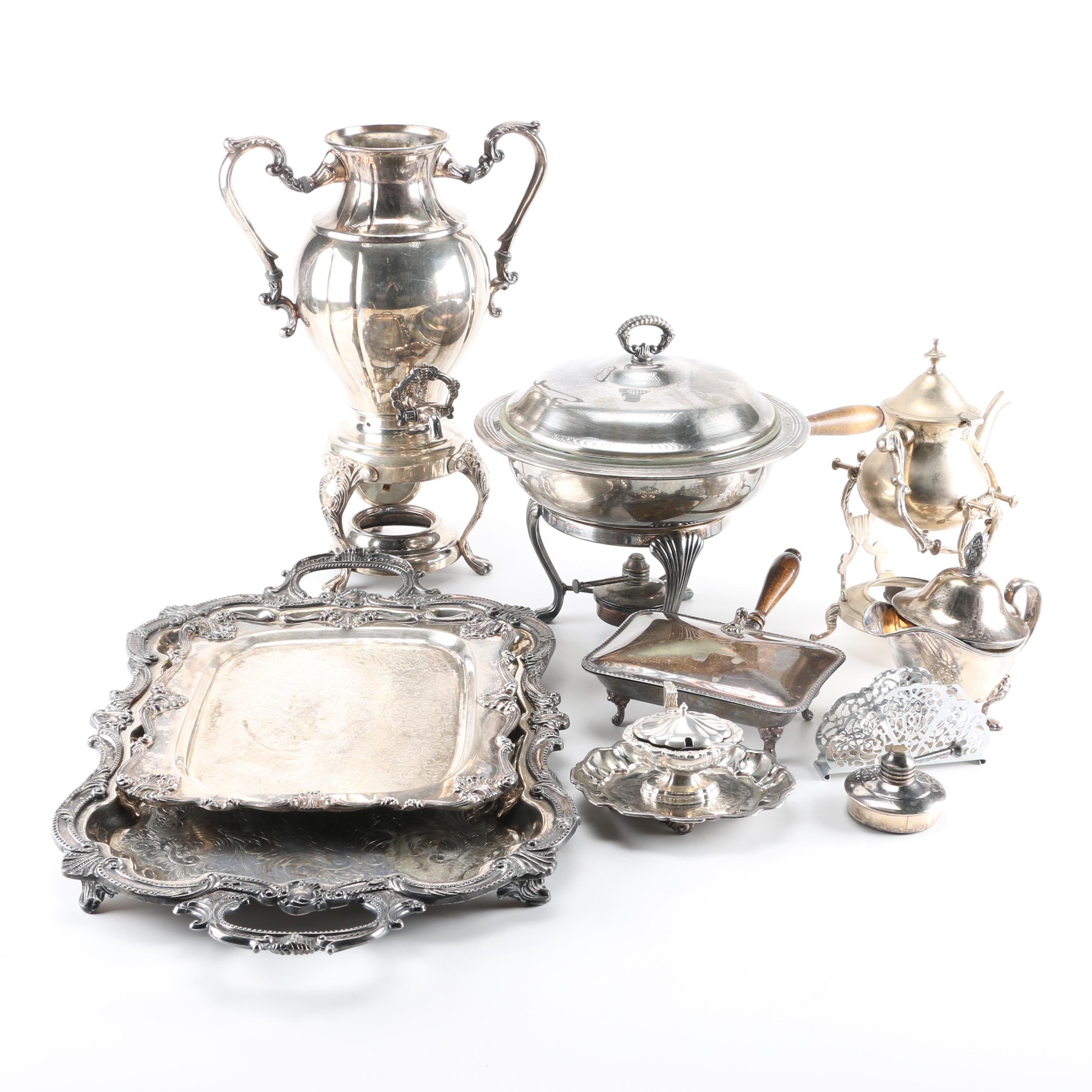 W. S. Blackinton Tray and Assorted Silver Plate Servingware