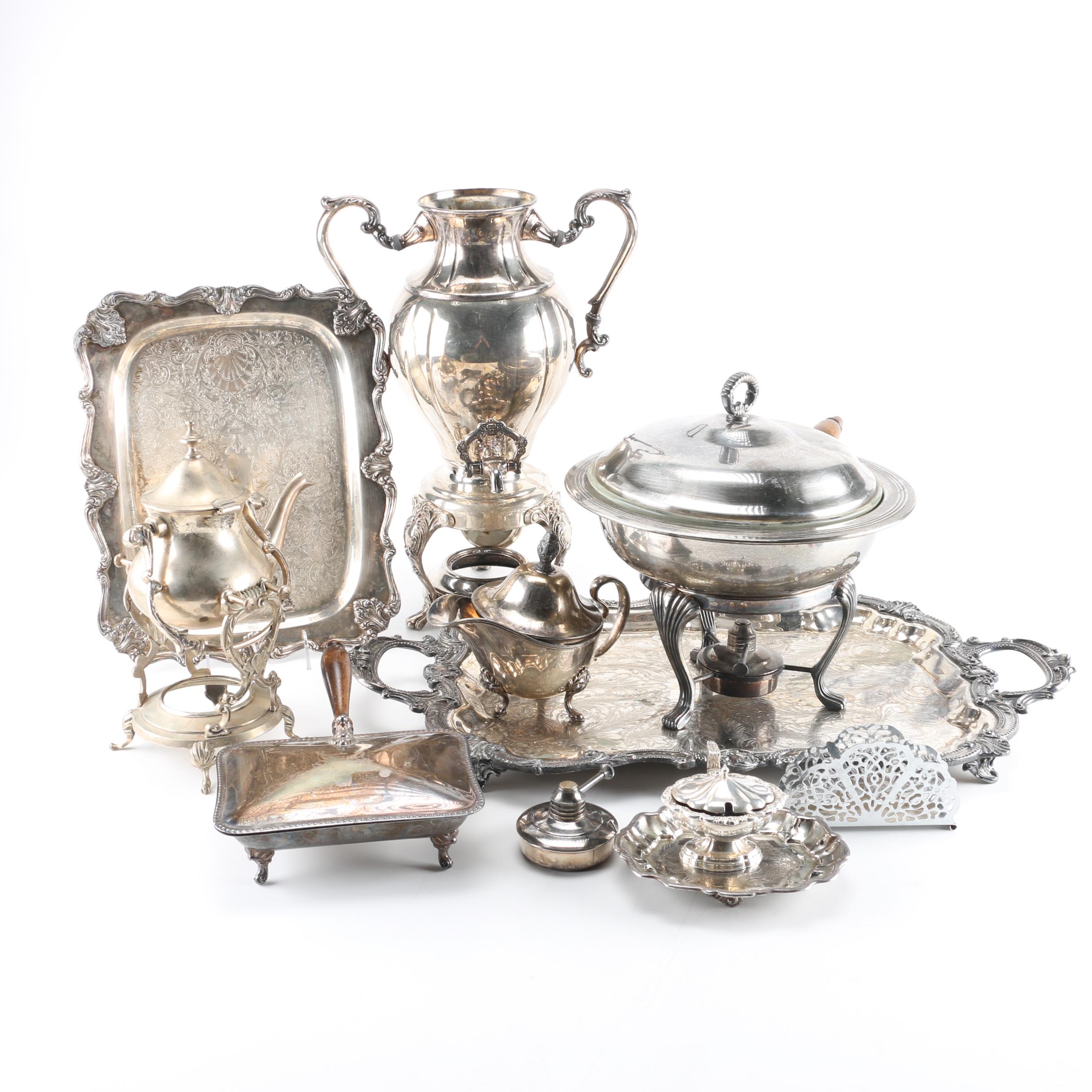 W. S. Blackinton Tray and Assorted Silver Plate Servingware