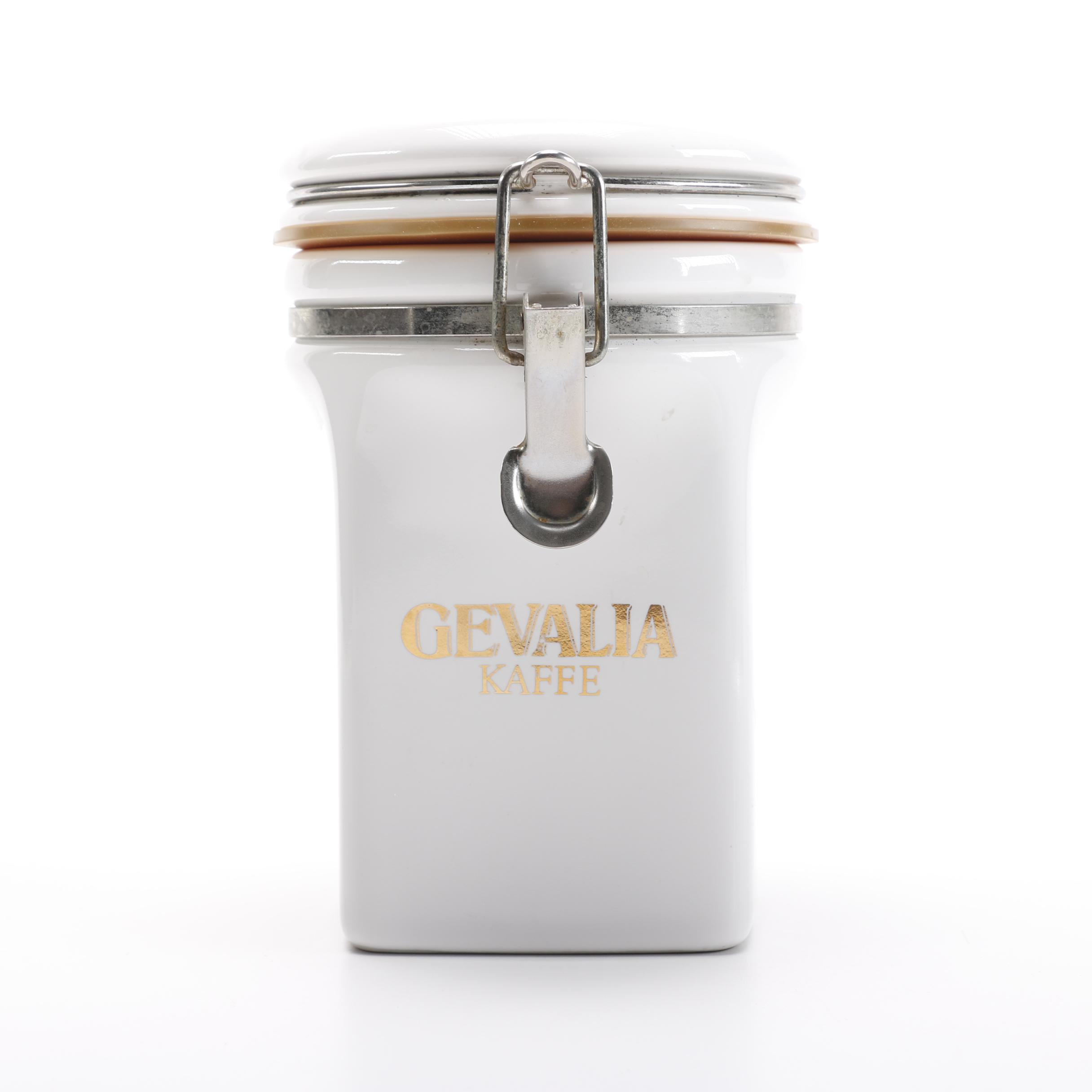 Gevalia White Ceramic Coffee Jar