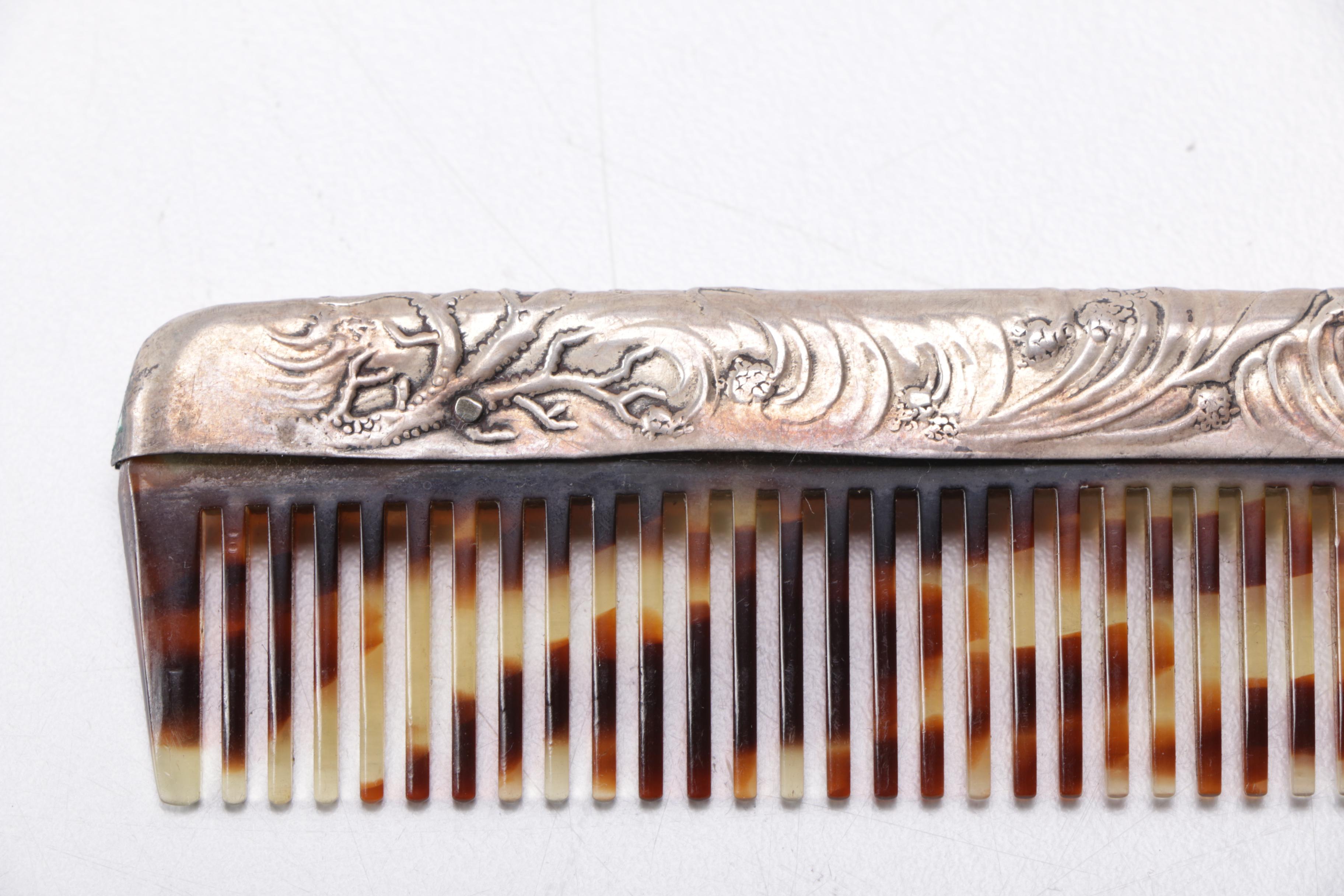 Sterling Silver Backed Mirror and Comb