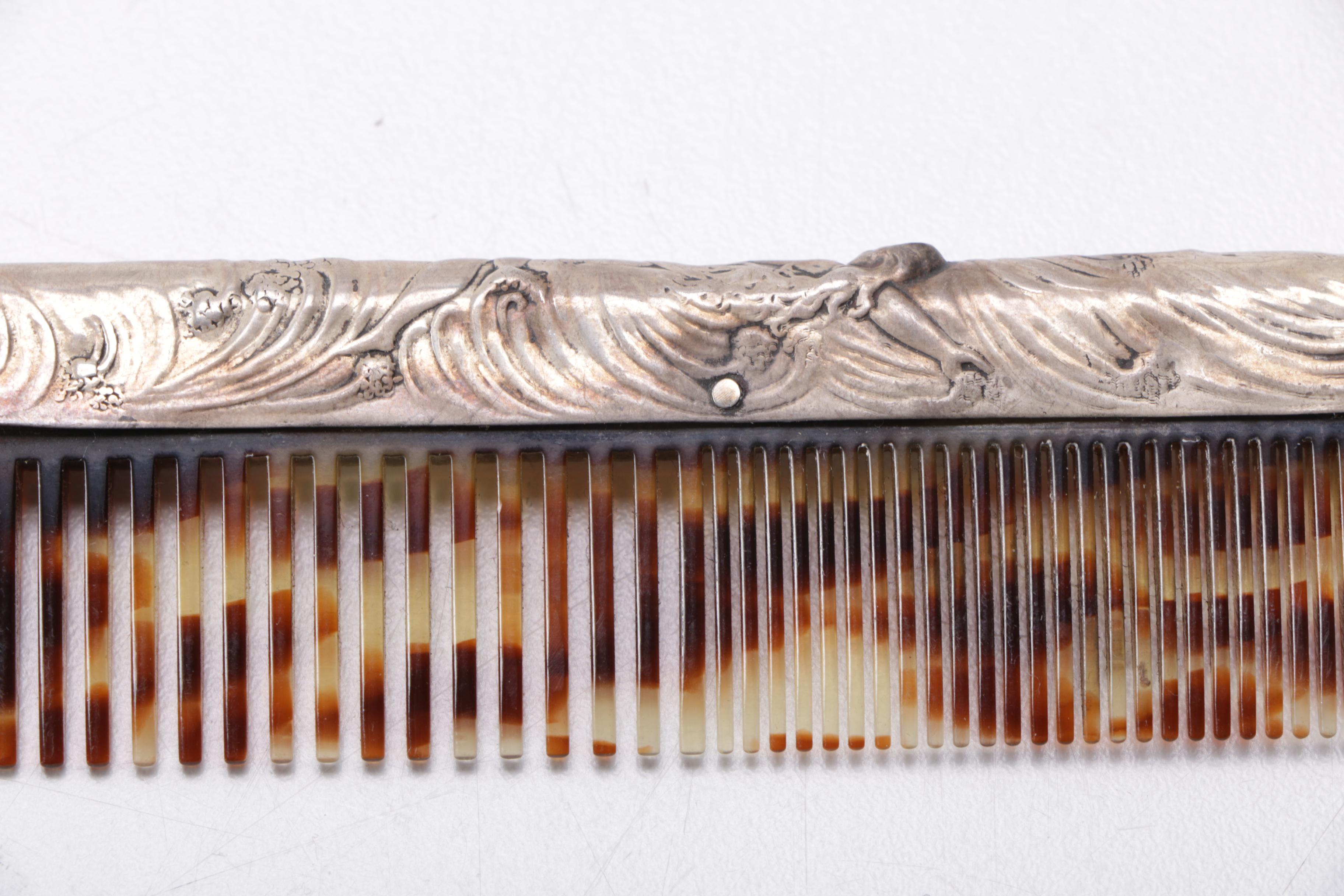 Sterling Silver Backed Mirror and Comb