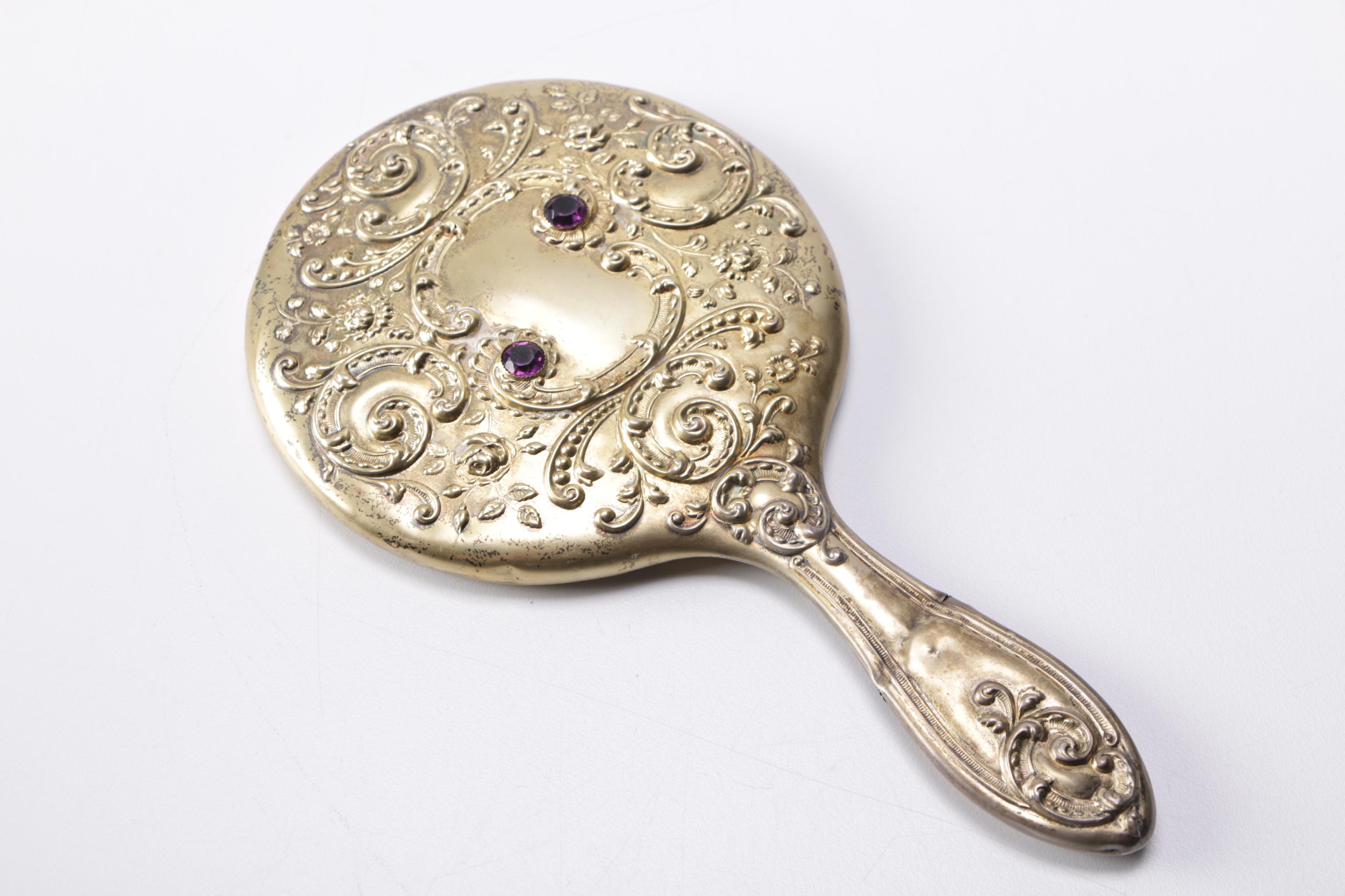 Sterling Silver Backed Mirror and Comb