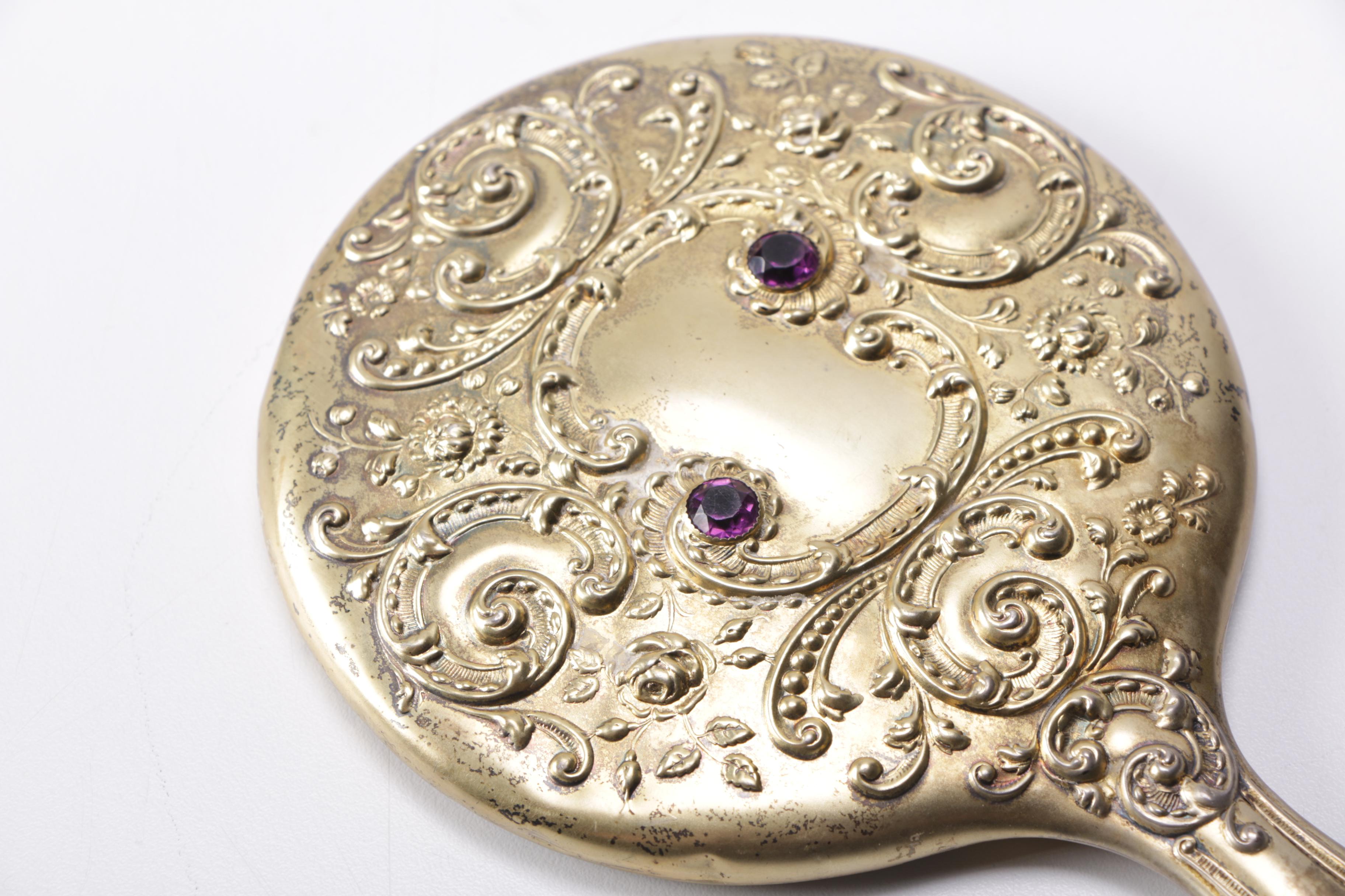 Sterling Silver Backed Mirror and Comb