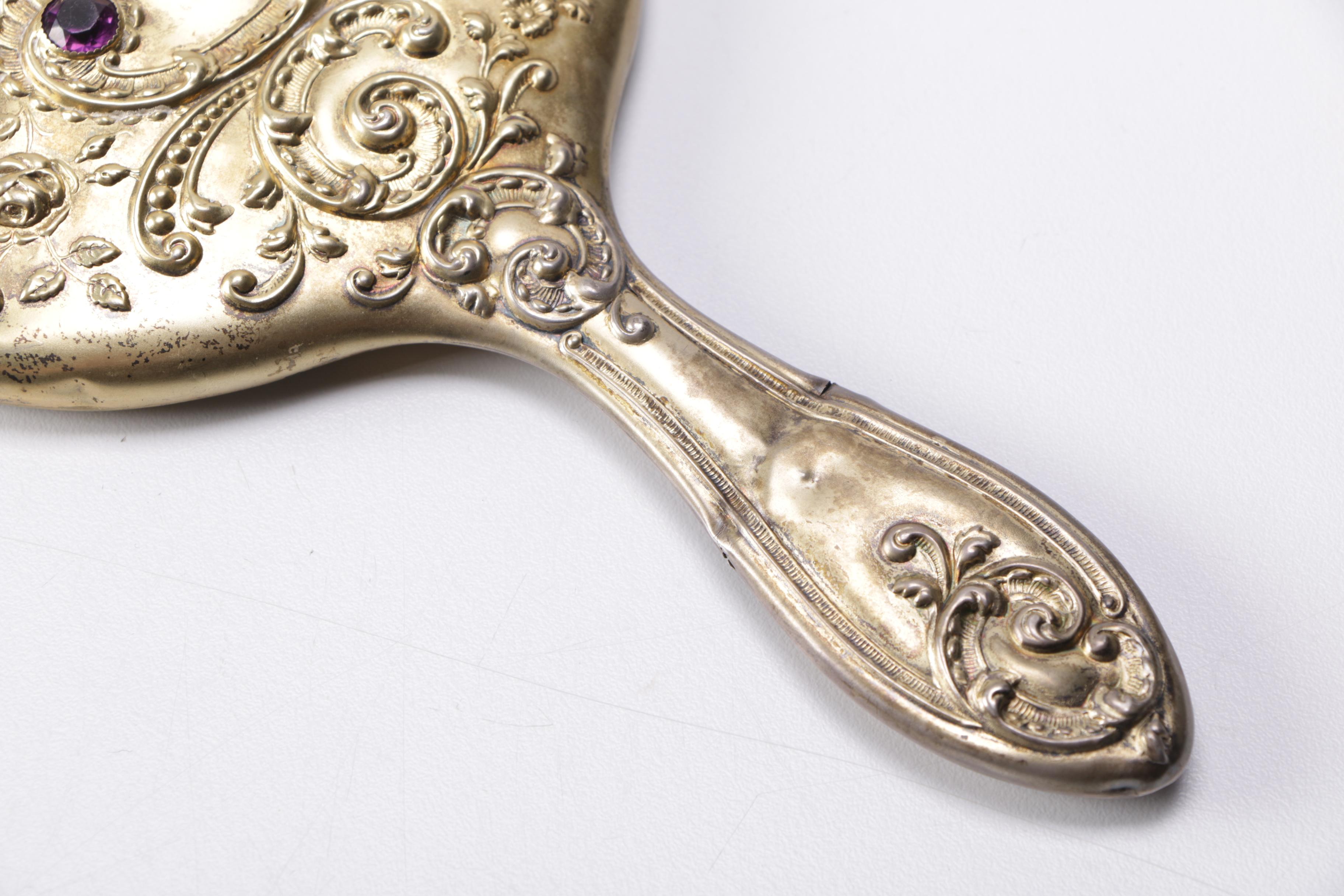 Sterling Silver Backed Mirror and Comb