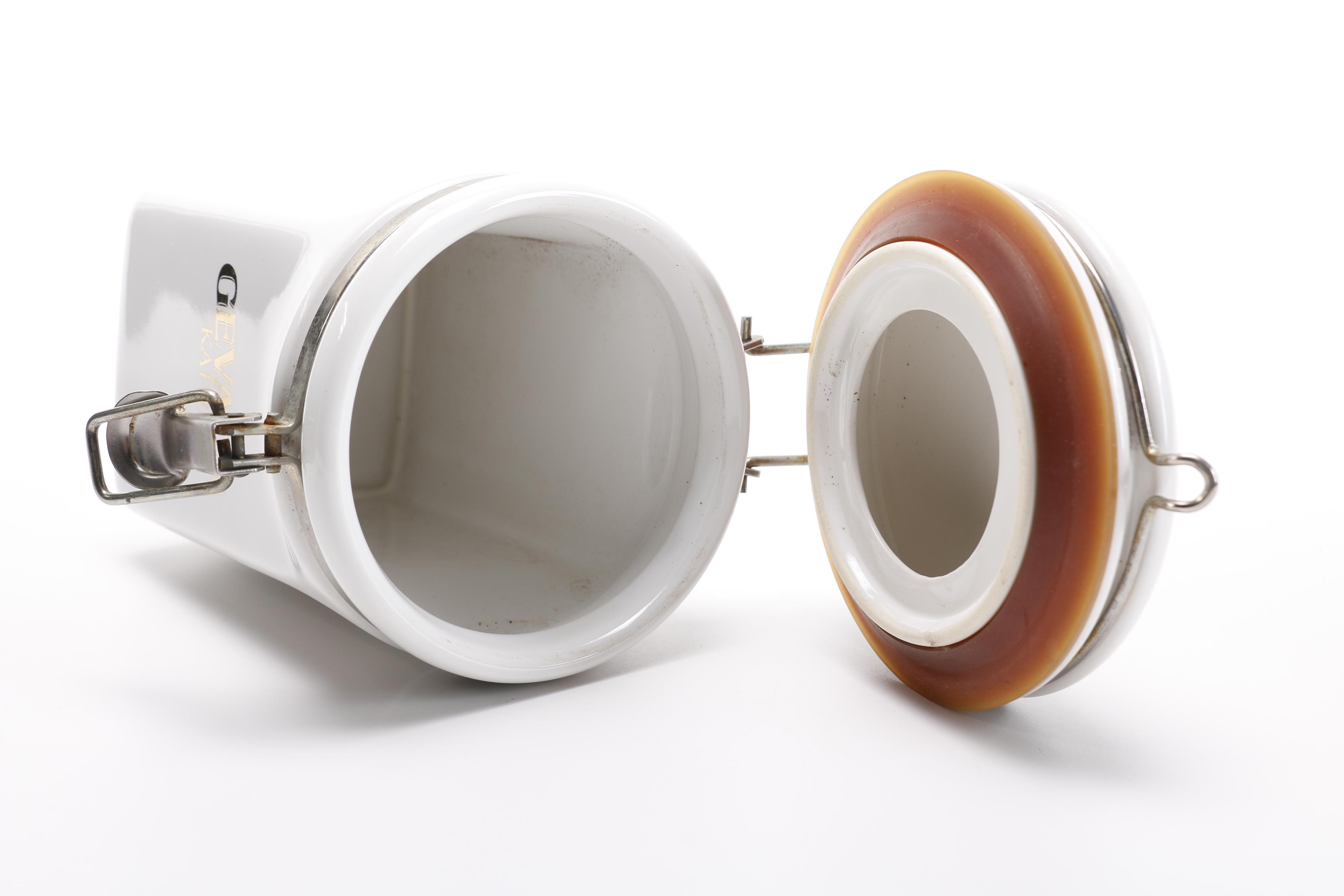 Gevalia White Ceramic Coffee Jar
