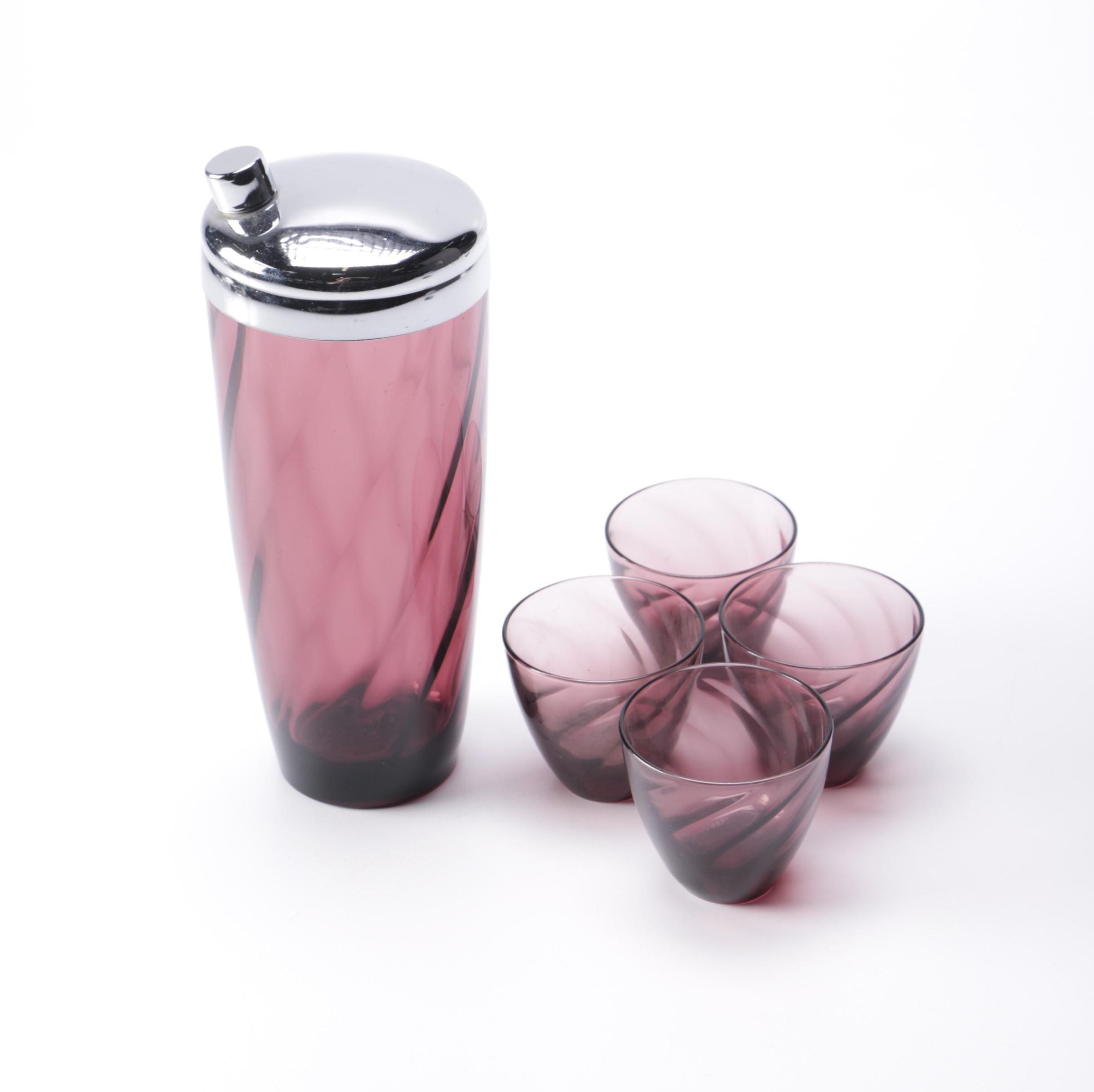 Purple Glass Barware Set