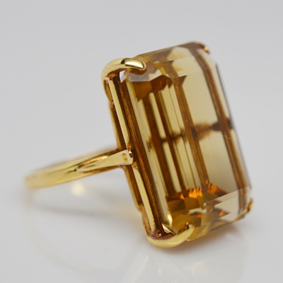 18K Yellow Gold 29.00 CTS Citrine Ring